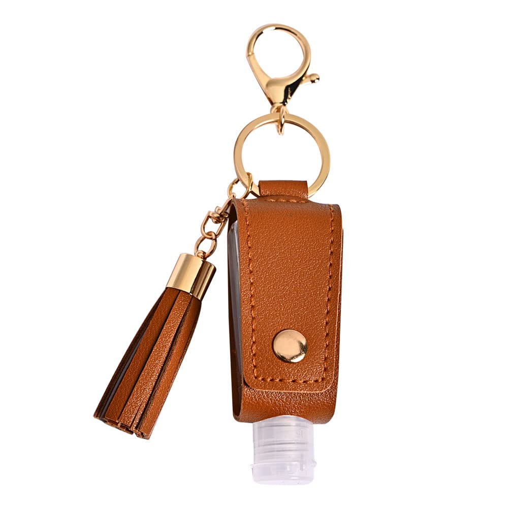 HSYHERE Portable Hand Sanitizer Keychain - Leakproof Travel Size Sanitizer Bottle with PU Leather Tassel - Perfect for Car Keys, Purse, Backpack & On-the-Go Hygiene (2 Pack)