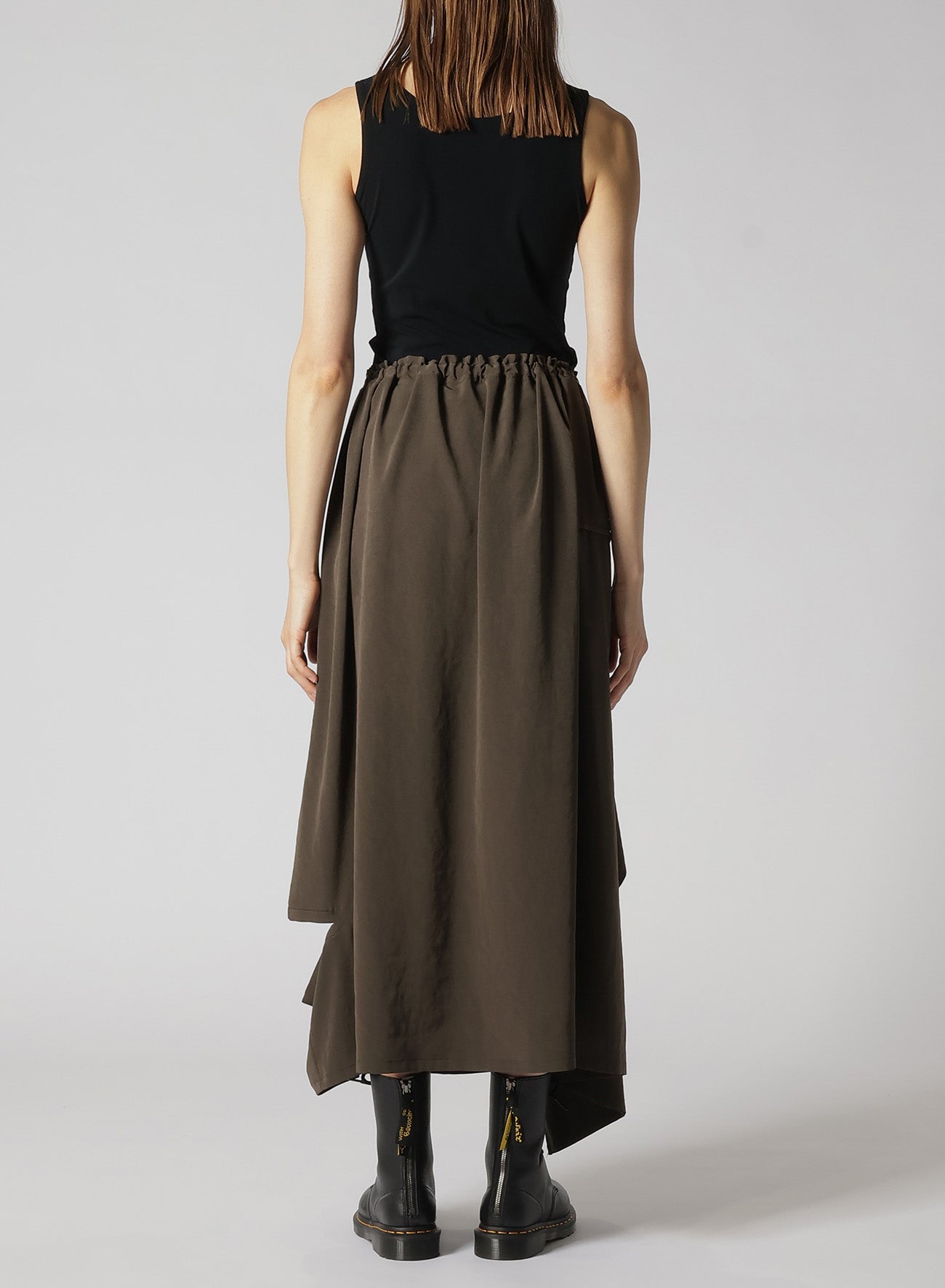 CREPE de CHINE RIGHT DRAPE SKIRT - Flowy A-Line Midi Skirt for Women | Elegant Office Wear & Casual Outfits | Perfect for Work, Dates & Special Occasions