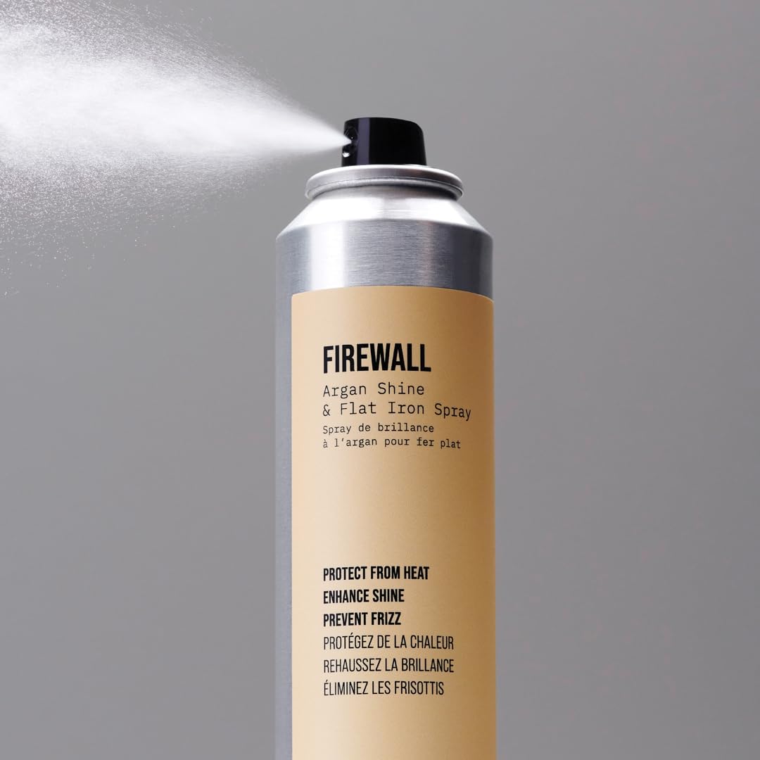 AG Care Firewall Argan Shine & Flat Iron Spray - 5 Oz Heat Protectant for Hair - Smooth, Shiny & Frizz-Free Styling - Perfect for Blowouts, Straightening & Heat Styling Tools