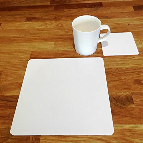 Square Placemat and Coaster Set - White - Set of 4 - Large Size - Perfect for Dining Table, Kitchen, and Home Decor