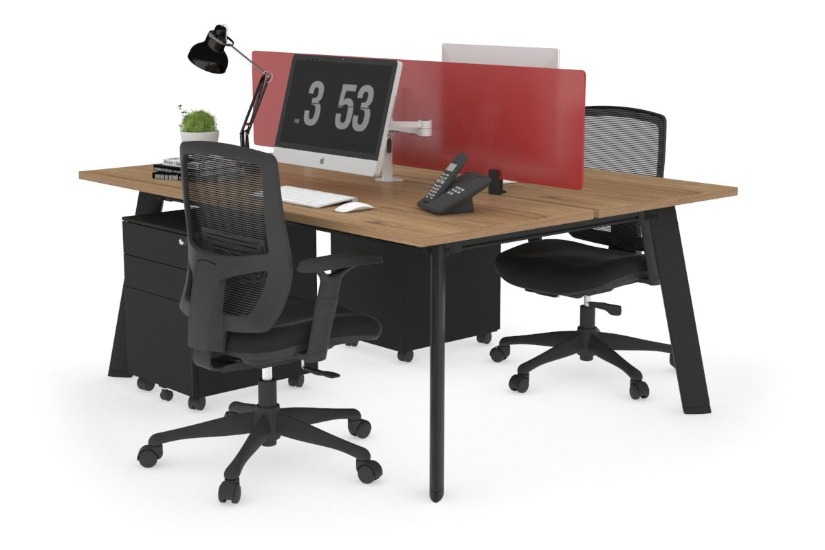 2-Person Workstation with Black Frame - 1400L x 700W - Perfect for Office, Home Office & Collaborative Workspaces