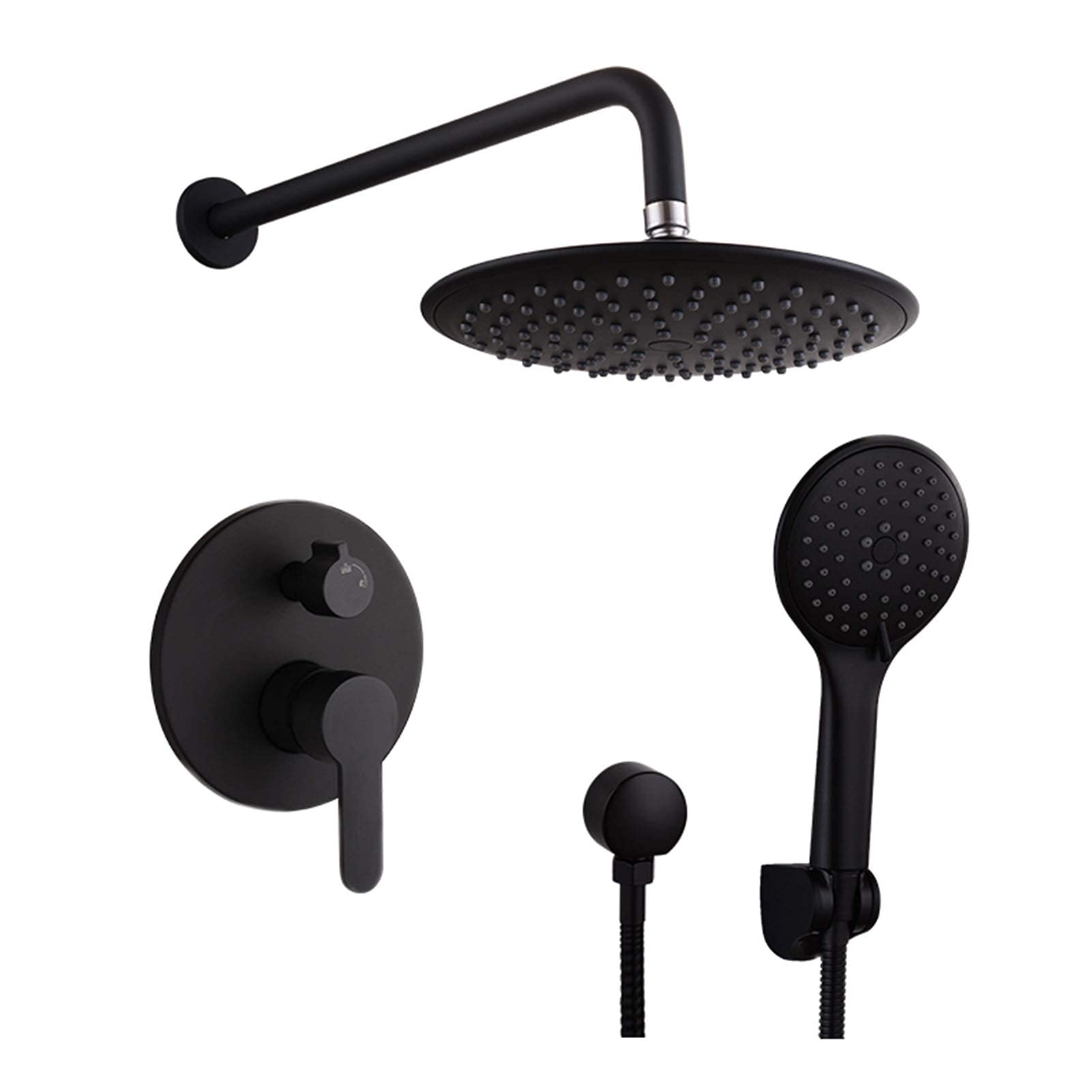 CHLDDHC Black Rain Shower System - 10 Inch Rainfall Shower Head with 3 Spray Modes & Concealed Mixer Valve, Wall Mounted Bathroom Faucet Set for Luxury Spa Experience at Home