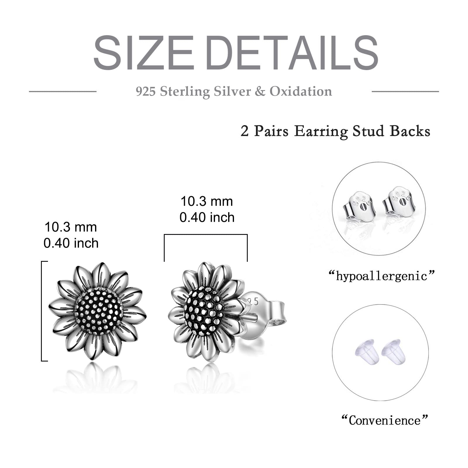 POPLYKE 925 Sterling Silver Daisy Sunflower Stud Earrings for Women | Gold Plated Moonstone Flower Jewelry | Birthday Gifts, Anniversary, Wedding, Everyday Wear