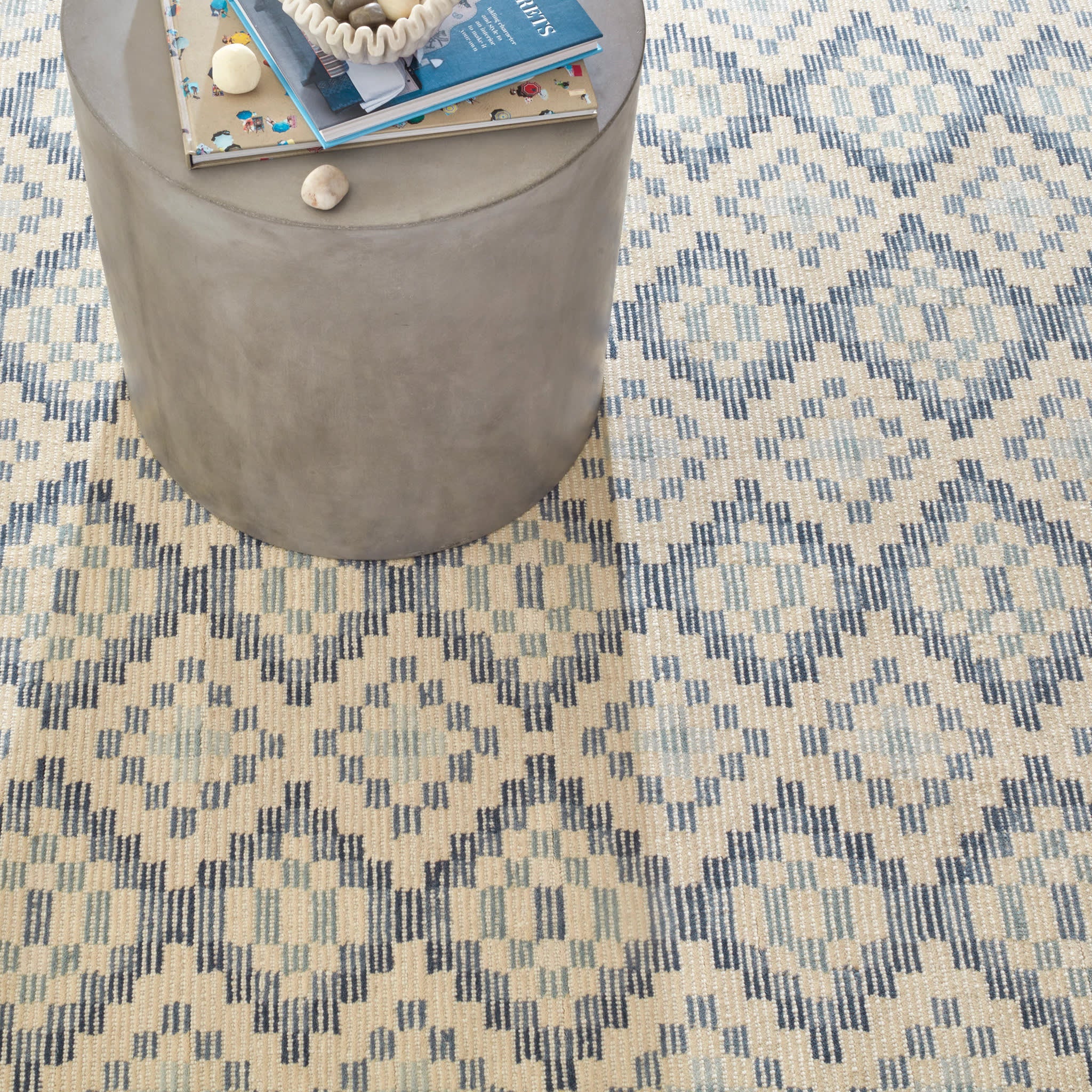 Premium Hand Tufted Wool Rug - Diamond Cove Design in Ocean Blue | Soft & Durable Area Rug for Living Room, Bedroom, or Office Decor