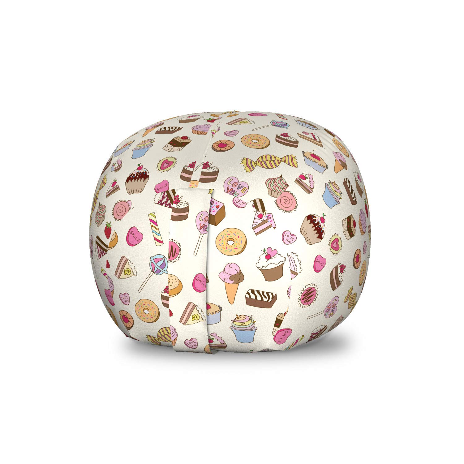 Ambesonne Dessert Toy Storage Bag Chair - Washable, Multicolor for Kids' Room