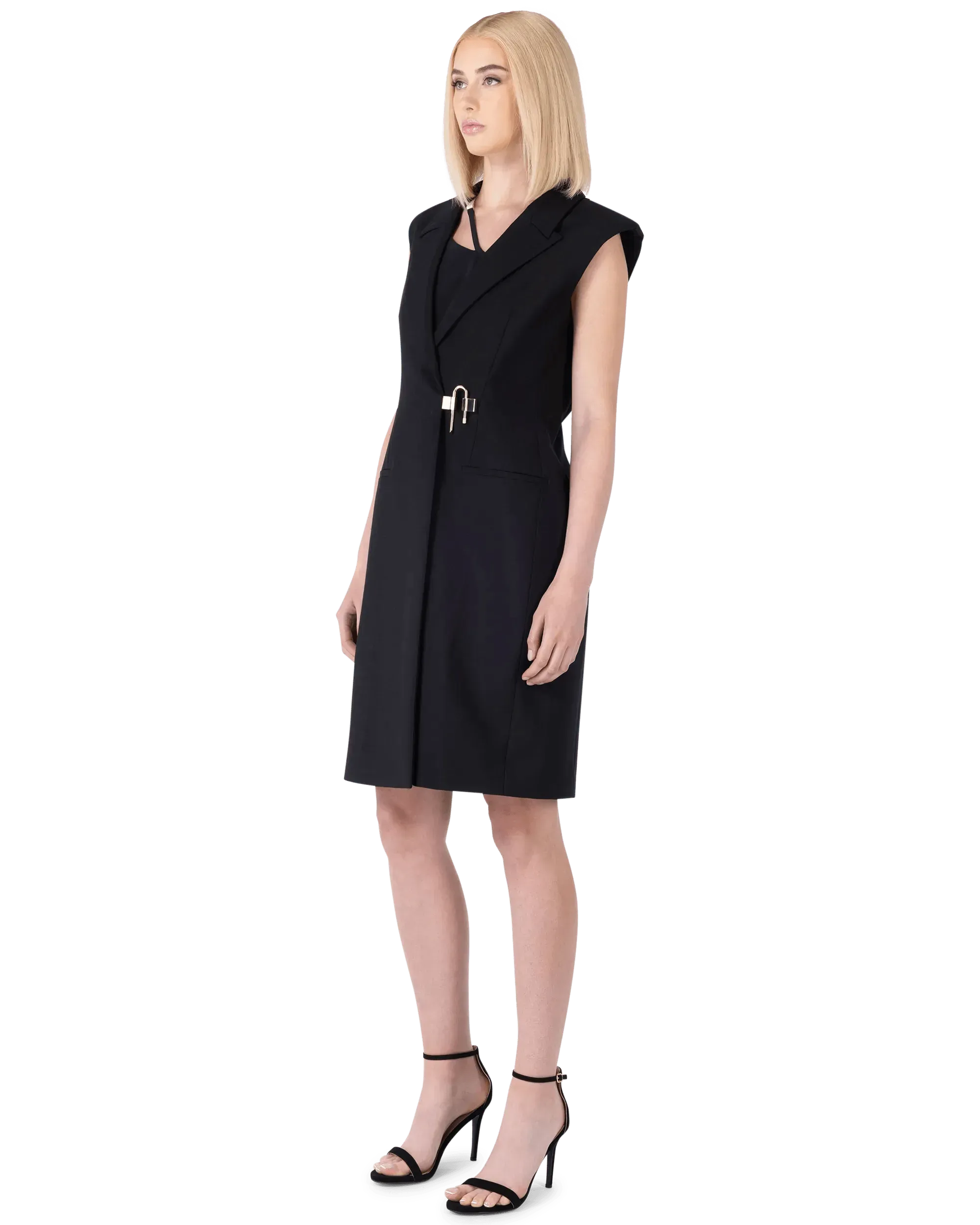 Elegant Lapel Collar U-Neck Locking Dress for Women - Perfect for Office Wear, Cocktail Parties & Formal Events