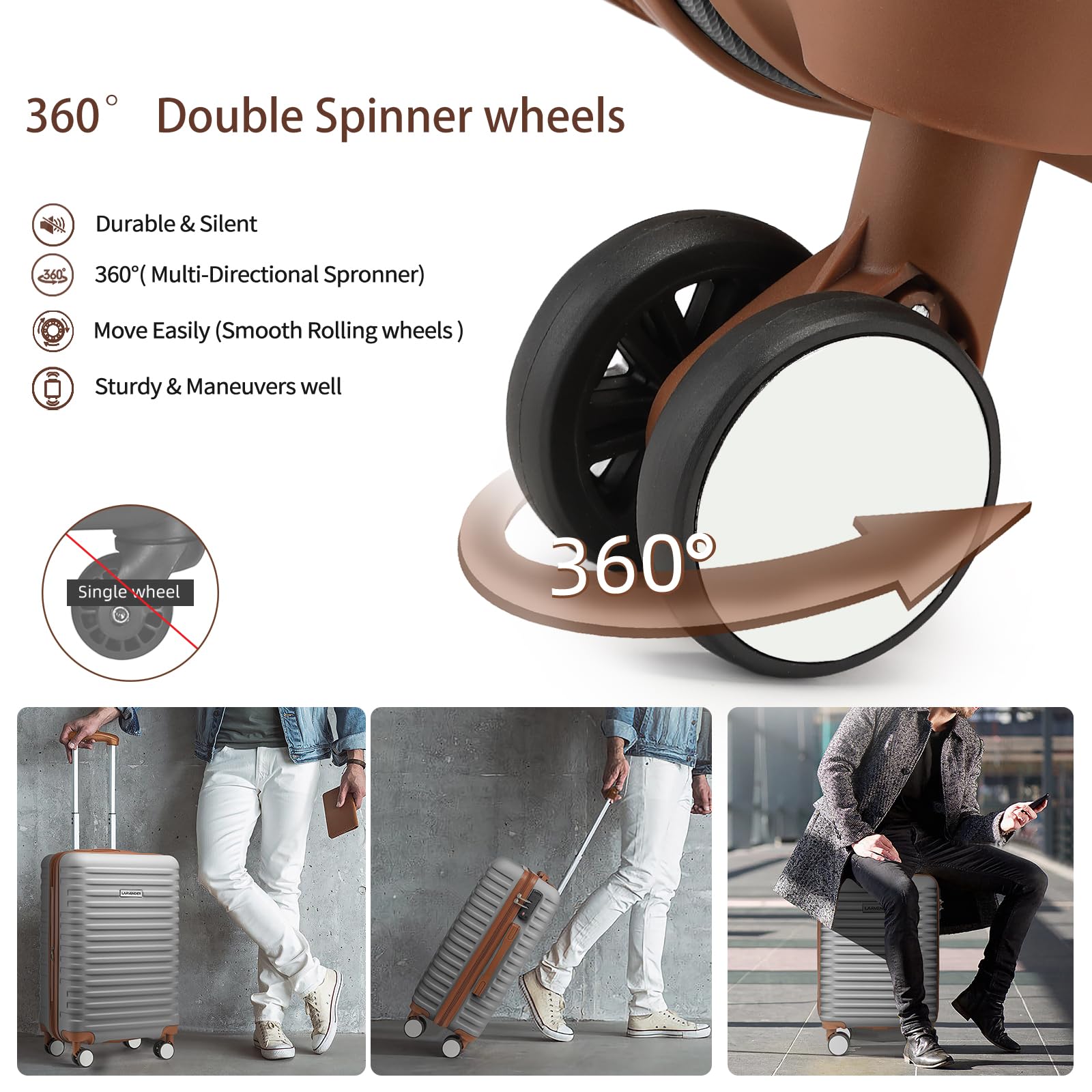Lulusail 4-Piece Expandable ABS Luggage Set with 360° Spinner Wheels - 24