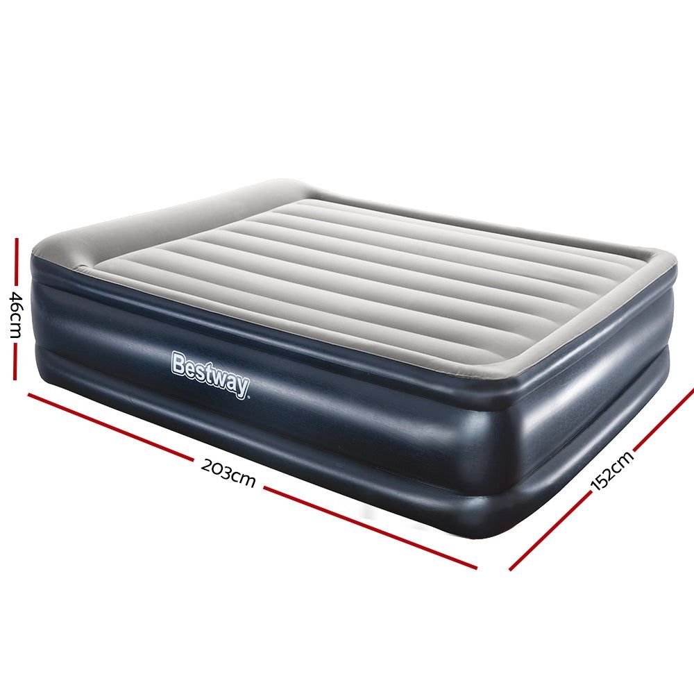 Bestway Queen Air Mattress with Built-in Pump - Inflatable Bed for Camping, Guest Sleepovers & Home Use - Comfortable & Portable Blow Up Bed