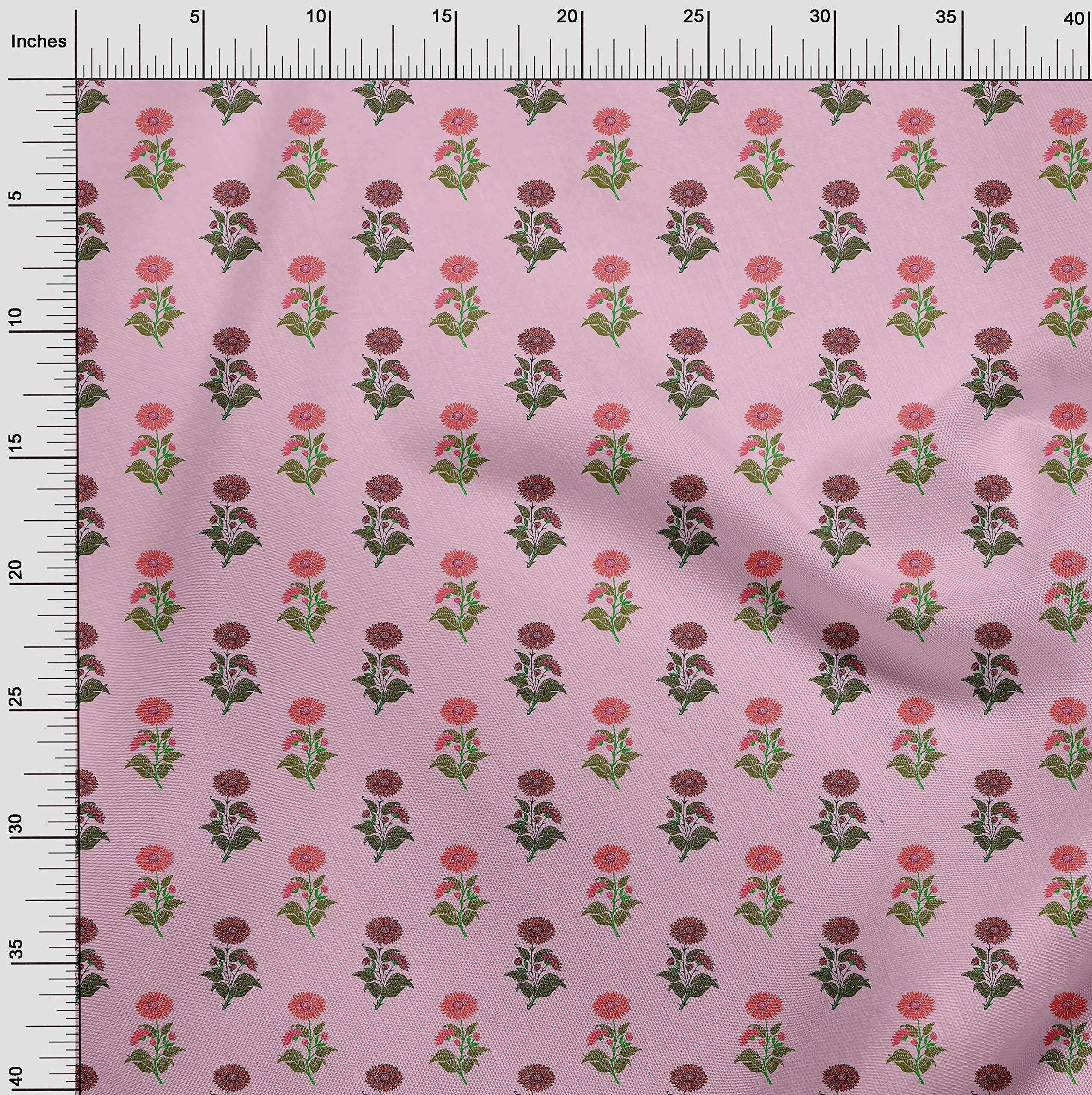 oneOone Cotton Jersey Blush Pink Floral Print Fabric by The Yard - 58 Inch Wide Soft Stretchy Material for Dresses, Skirts & DIY Fashion Projects