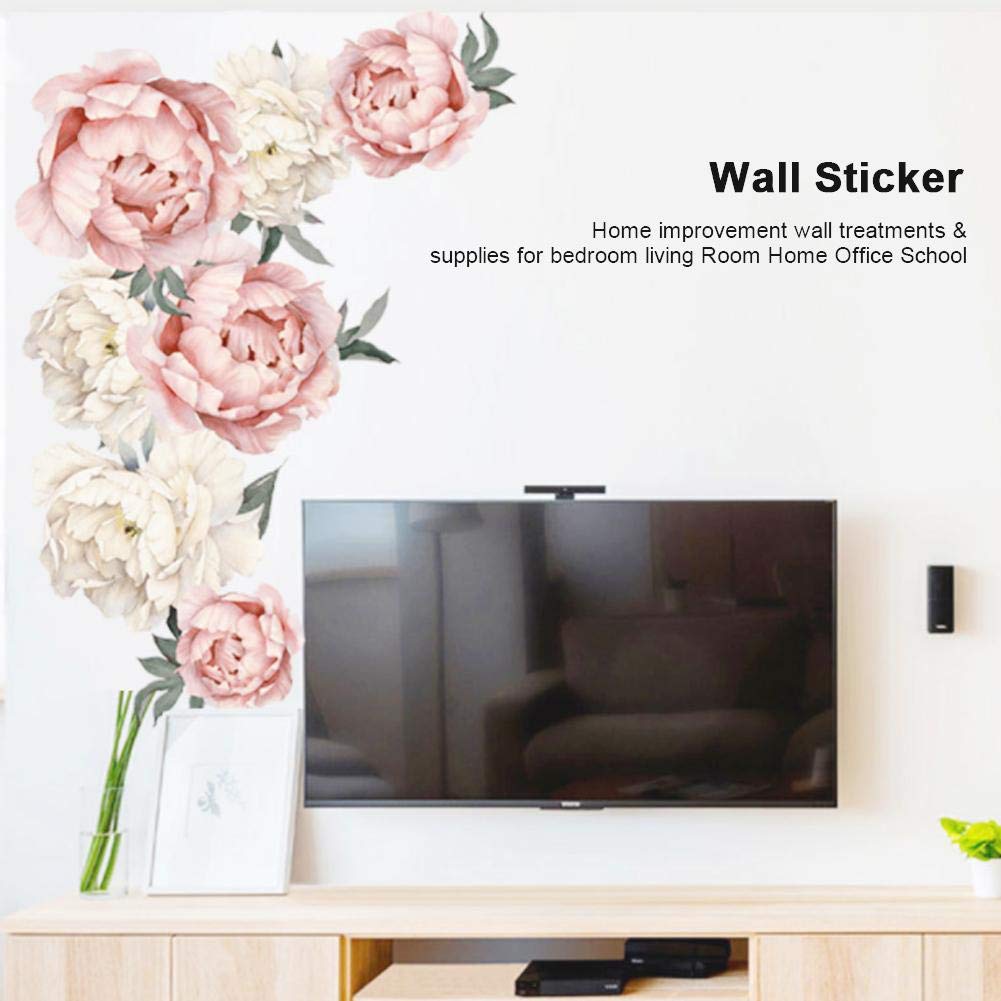 Peony Flower Wall Decals - Easy to Apply & Remove Vinyl Stickers for Living Room, Bedroom Decor - Home Wall Art Stickers for Nursery, Kids Room, Office - Perfect for DIY Home Improvement & Interior Design