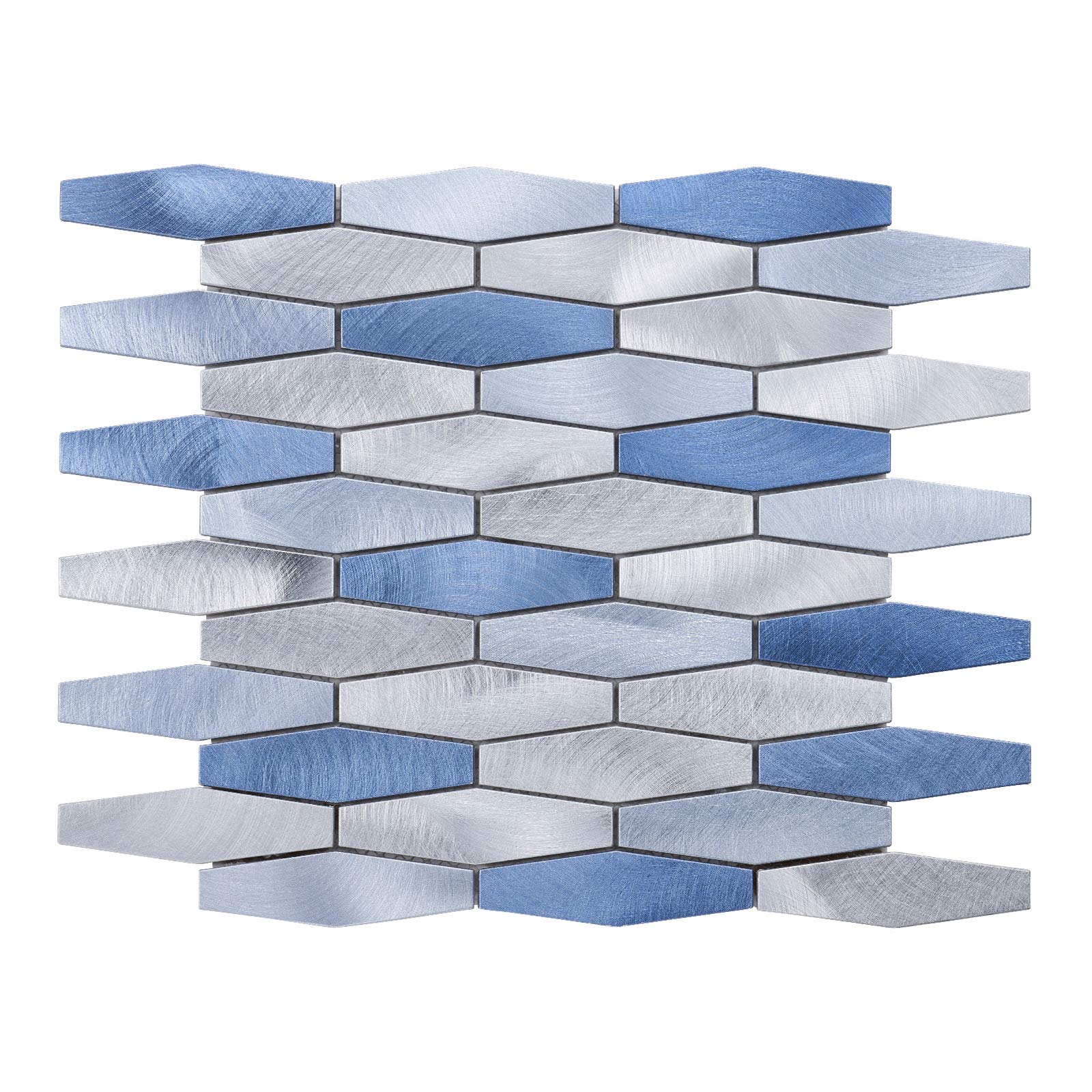 Modket TDH53MDR-5 Blue Metallic Hexagon Aluminum Mosaic Tiles - 5 Pack Modern Peel & Stick Backsplash for Kitchen, Bathroom, Shower & Interior Walls | Waterproof DIY Home Decor Upgrade