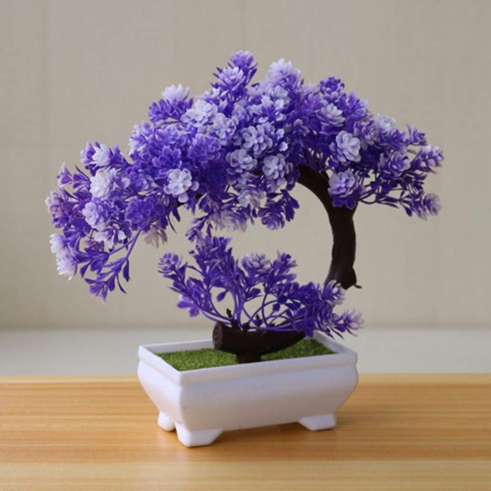 LIZHOUMIL Artificial Bonsai Tree - Realistic Fake Potted Plant for Home, Office, Dining Table Decor - Purple Mini Tree for Indoor Decoration | Perfect for Living Room, Bedroom, Desk & Wedding Centerpieces