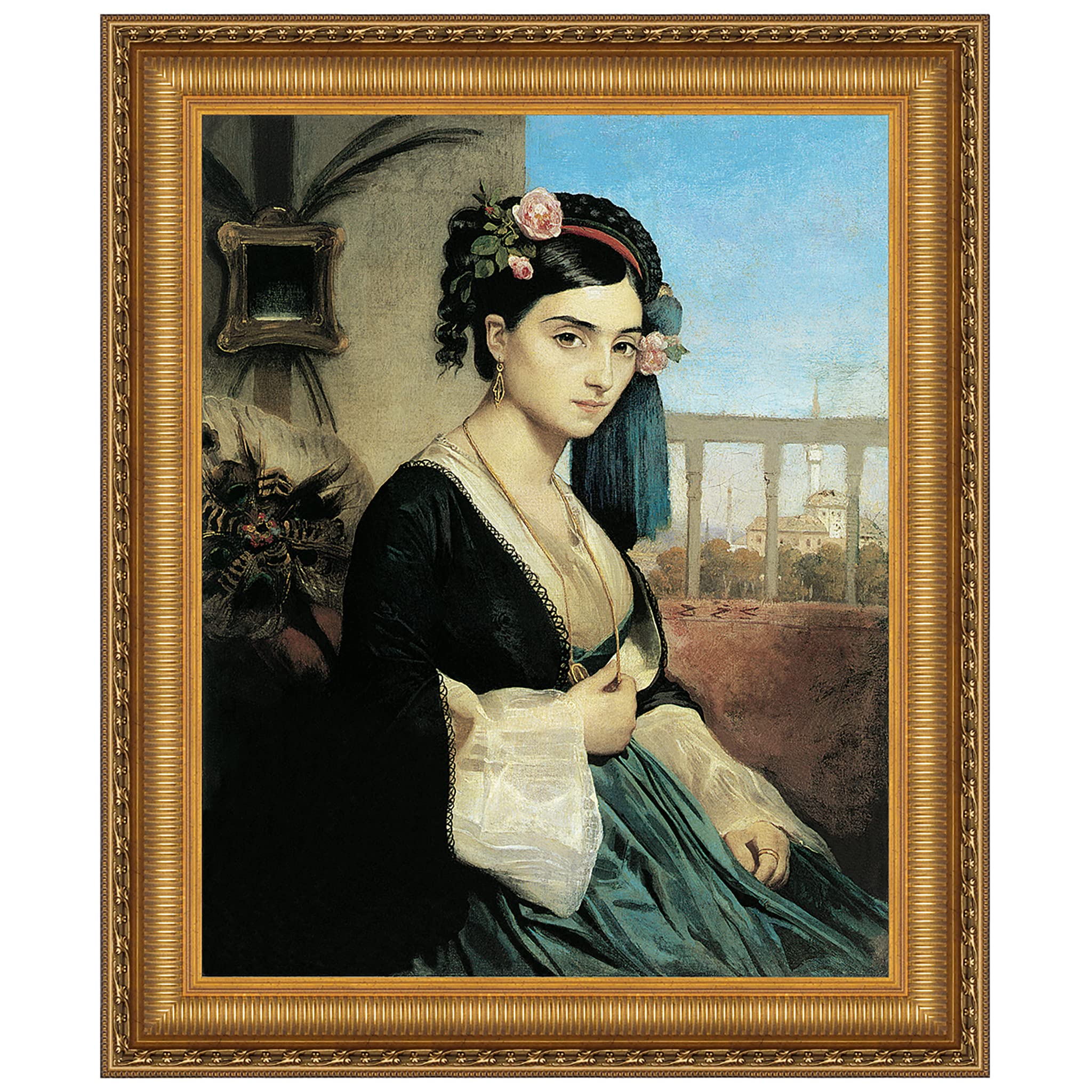 Design Toscano Woman of the Orient 1840 Canvas Art Print - Vintage Oriental Painting Reproduction - Home Decor, Office Wall Art, Living Room Decor