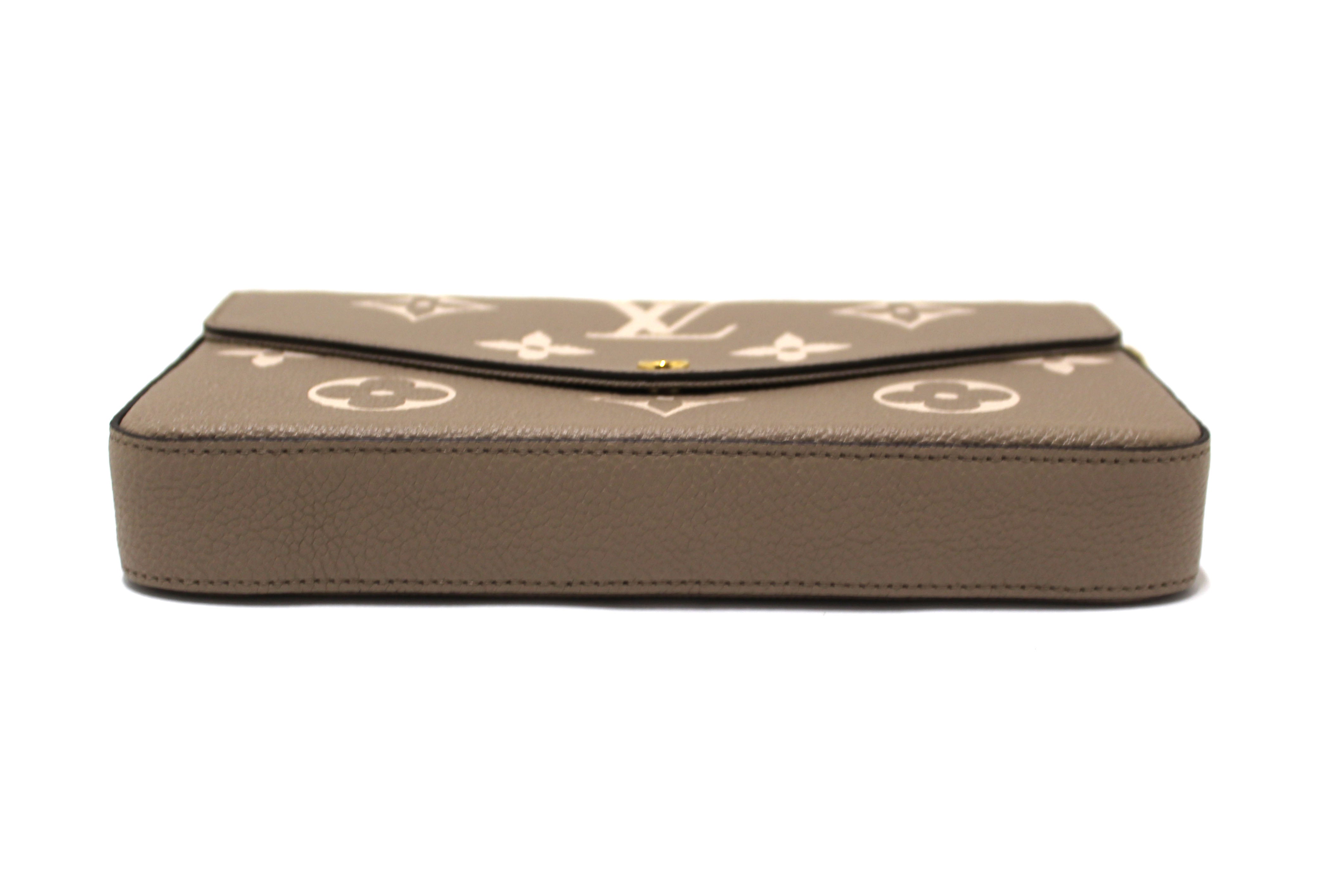 Authentic Louis Vuitton Monogram Empreinte Felicie Pochette Bag in Cream/Dove - Luxury Crossbody Wallet for Women, Perfect for Date Night & Evening Events