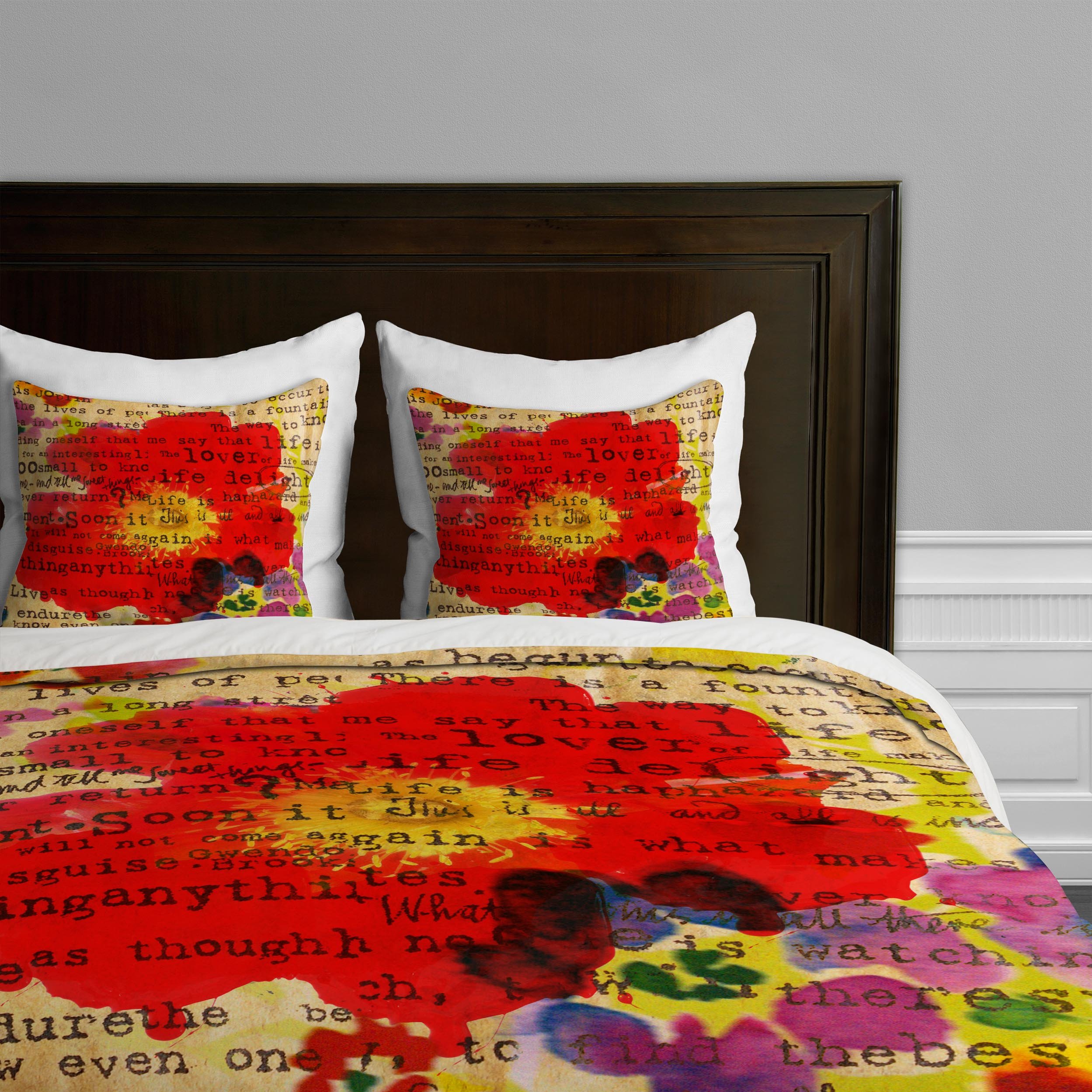 Deny Designs Irena Orlov Poppy Poetry 2 Duvet Cover Set - Twin/Twin XL Size, Floral Bohemian Bedding for Girls & Teens - Perfect for Dorm Rooms, Guest Bedrooms & Cozy Home Decor
