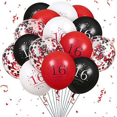 Red Black 16th Birthday Balloons