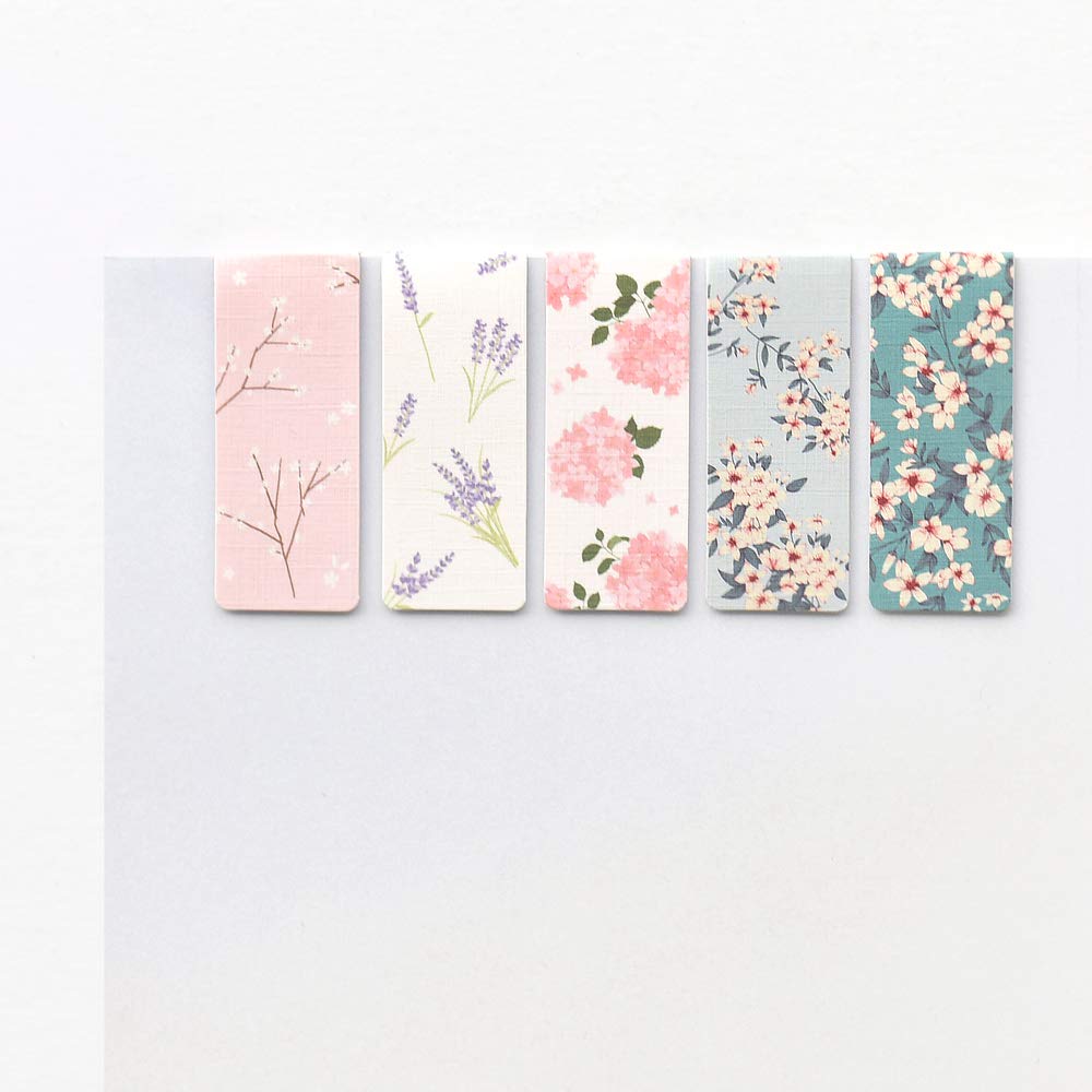 Monolike Magnetic Floral Bookmarks - Set of 5 Elegant Flower Design Page Holders for Books, Journals, Planners & Gifts