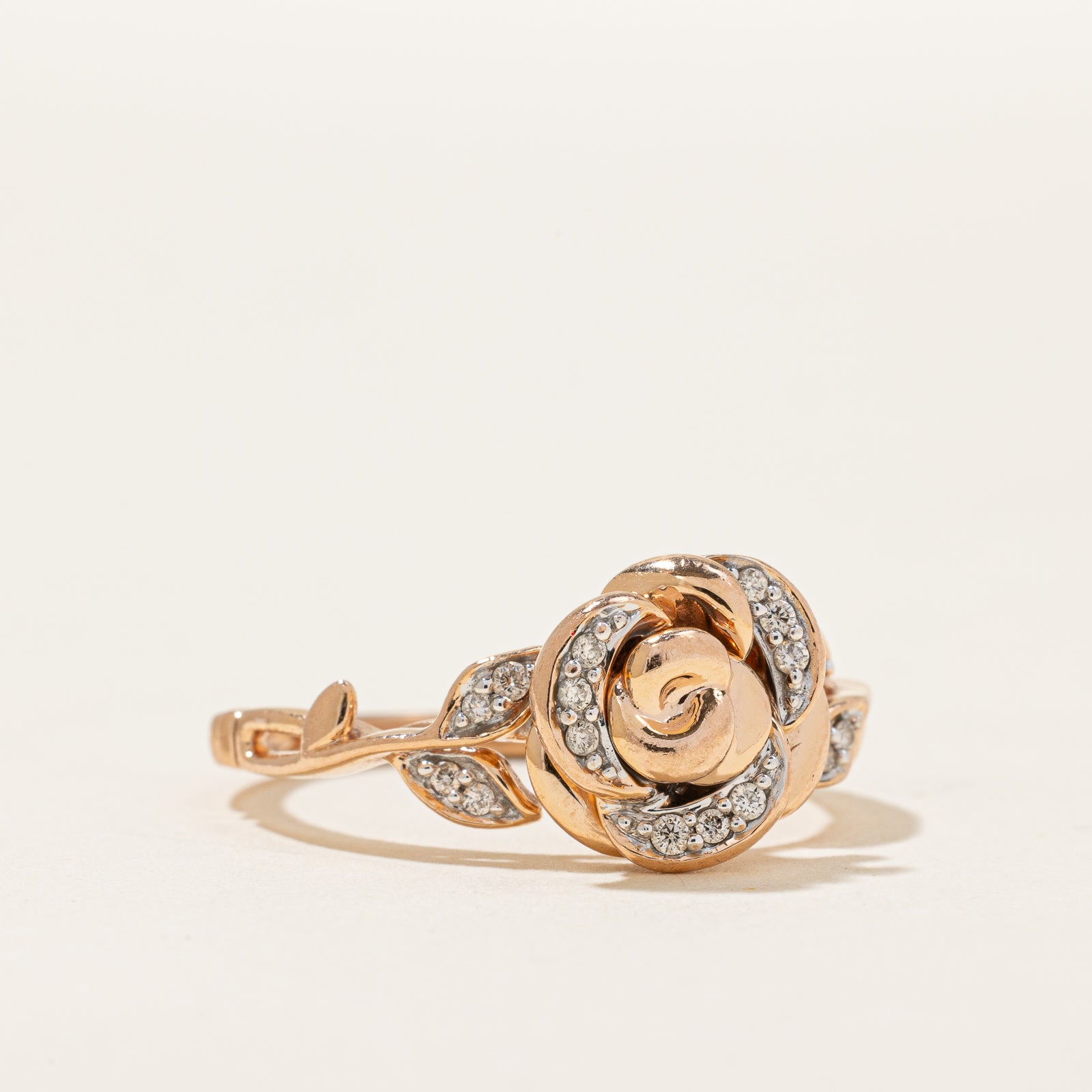 Disney Princess Rose Diamond Ring - 0.09 Carat Total Weight (0.09ctw) | Size 6.75 | Elegant Jewelry Gift for Women | Perfect for Valentine's Day, Anniversary & Special Occasions