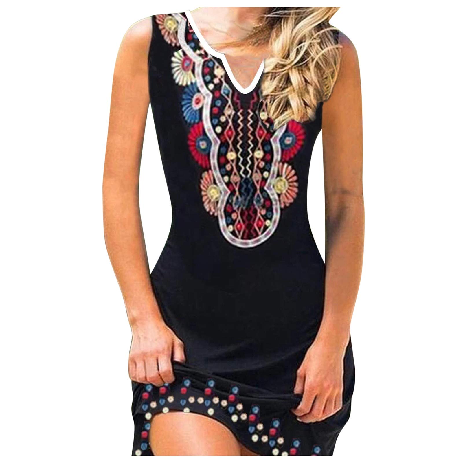 Floral Print Long Sleeve Summer Dress for Women - V-Neck Slim Fit Casual Cold Shoulder Dress | Perfect for Beach Vacations, Date Nights & Office Wear