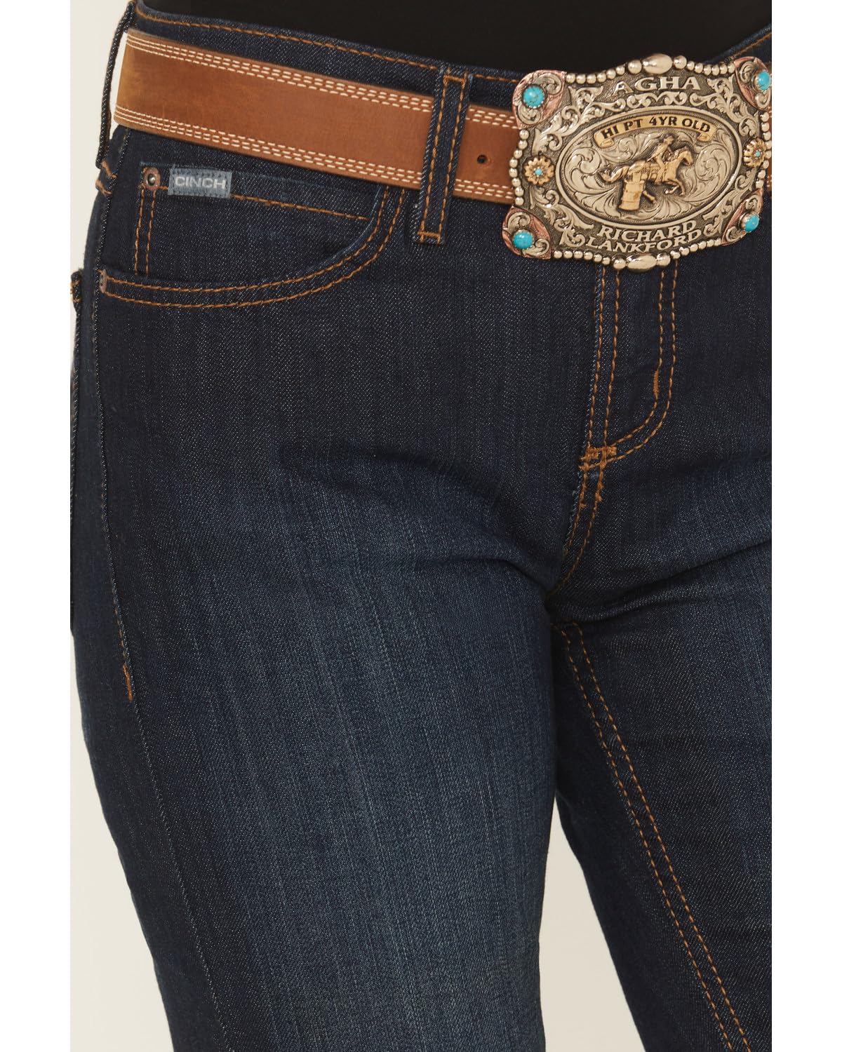 Cinch Women's Jenna Dark Wash Straight Leg Relaxed Fit Stretch Denim Jeans - Comfortable & Stylish Everyday Wear for Work or Casual Outings - MJ80152071