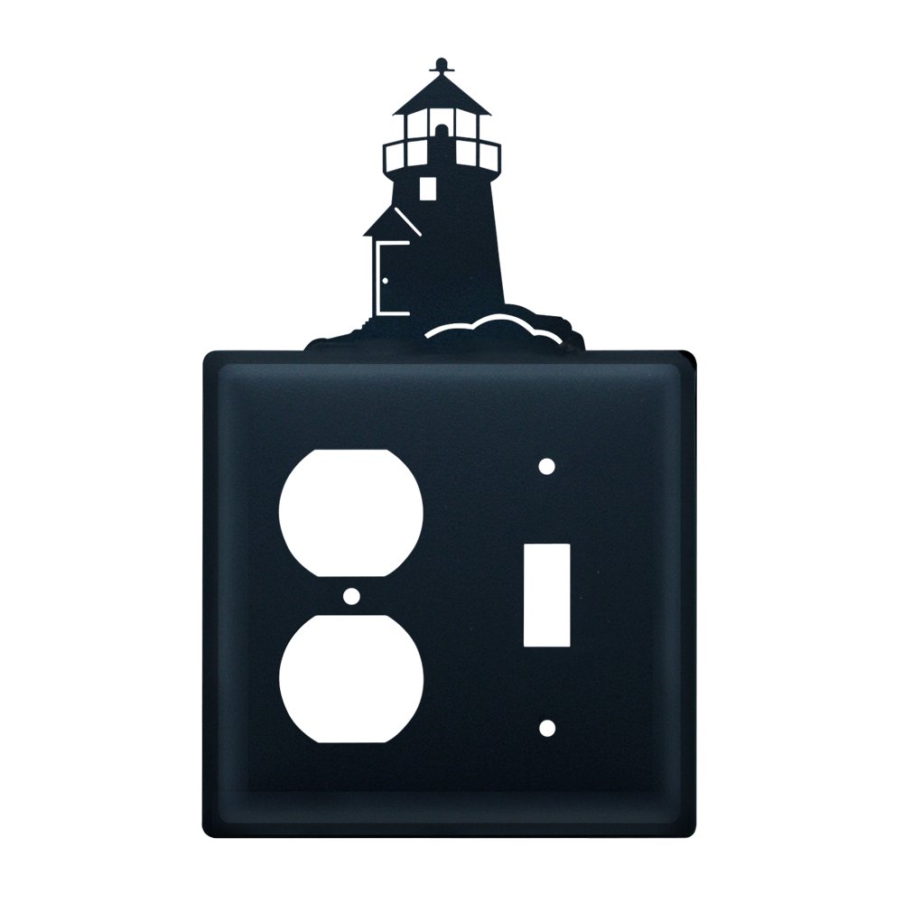 Vintage Wrought Iron Lighthouse Wall Plate - Single Outlet Cover with Toggle Switch | Coastal Decor for Living Room, Bedroom & Bathroom