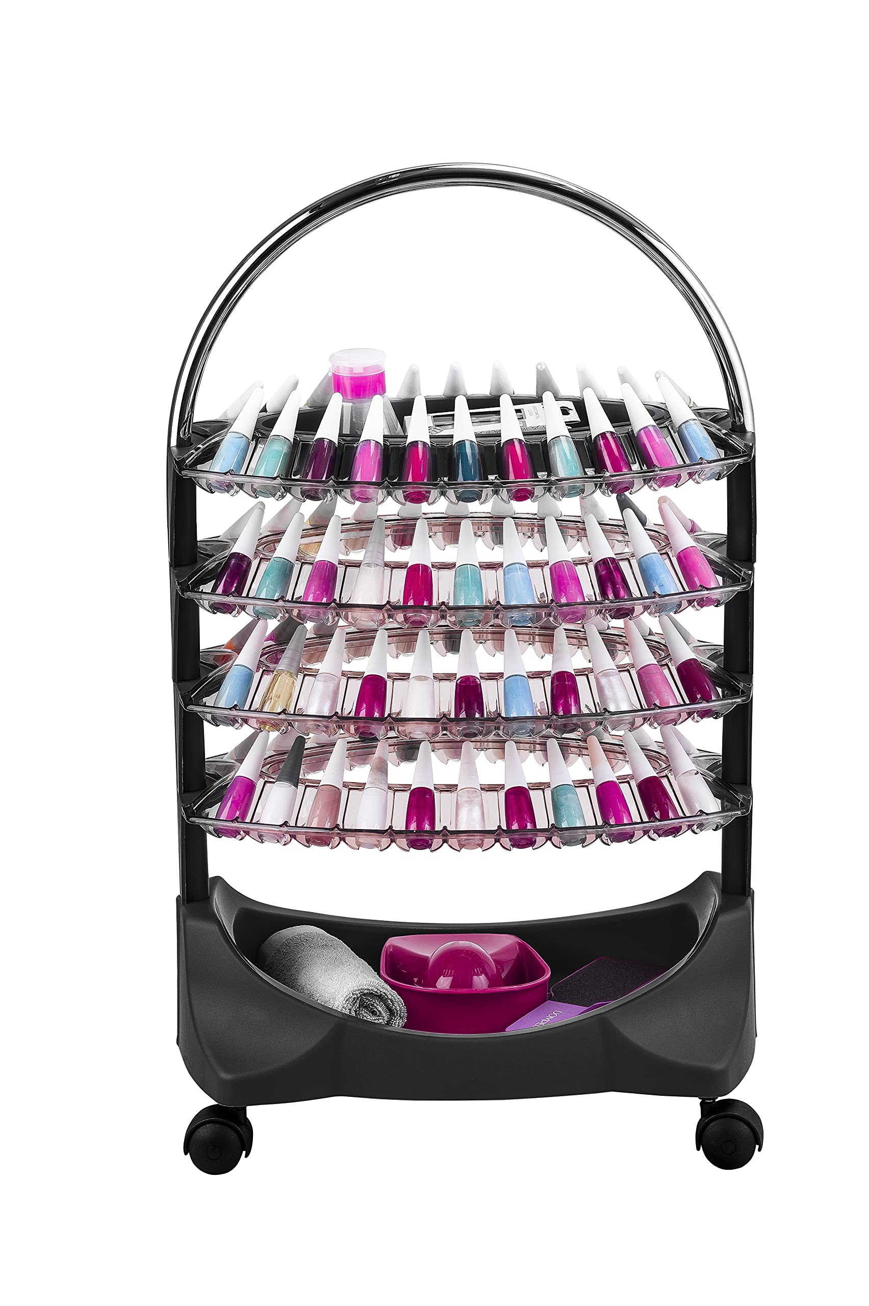 Professional 4-Tier Black Nail Polish Display Organizer - Model 3381-C for Salon, Spa & Home Manicure Organization | Perfect for Nail Technicians & DIY Enthusiasts