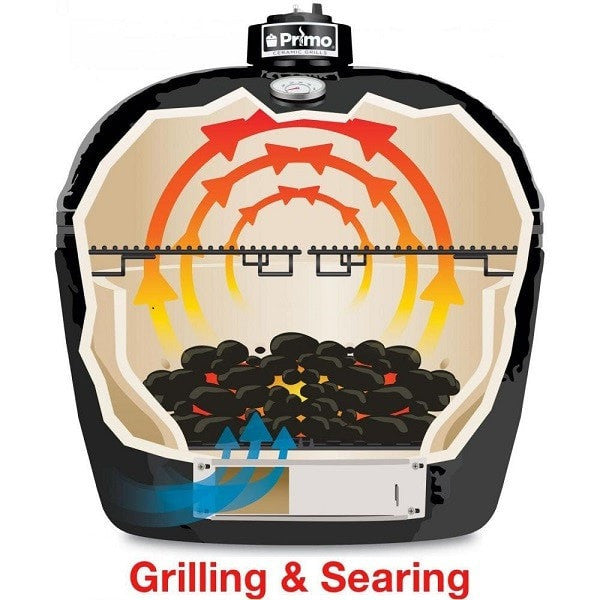Primo Oval XL 400 Ceramic Charcoal Grill - Large Outdoor Smoker & BBQ Grill for Backyard, Patio, and Tailgating - Perfect for Grilling, Smoking, and Slow Cooking Meats