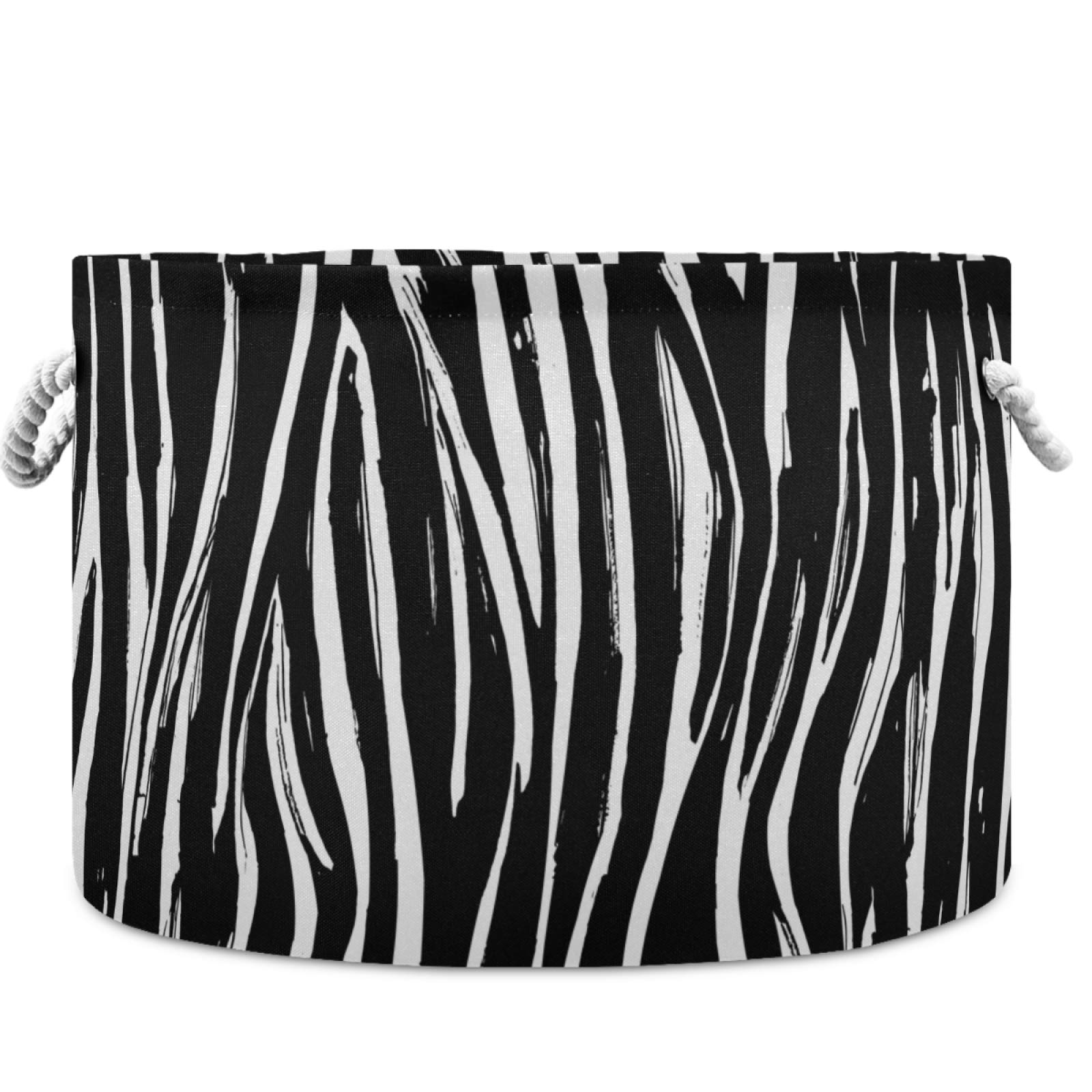 Visesunny Collapsible Zebra Stripe Laundry Basket - Fabric Storage Bin for Clothes, Toys & Organizing - Perfect for Bathroom, Bedroom, Nursery, Closet & Office - Foldable Storage Solution for Home Organization