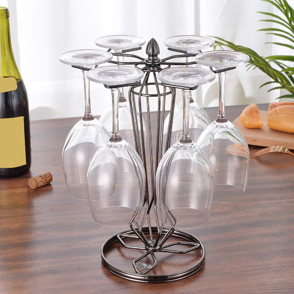 Freestanding Wine Glass Rack with 6 Hooks - Stemware Holder for Home Bar & Kitchen Storage - Artistic Tabletop Display for Wine, Champagne & Cocktail Glasses - Perfect for Dining Room, Kitchen Island & Bar Counter Decor