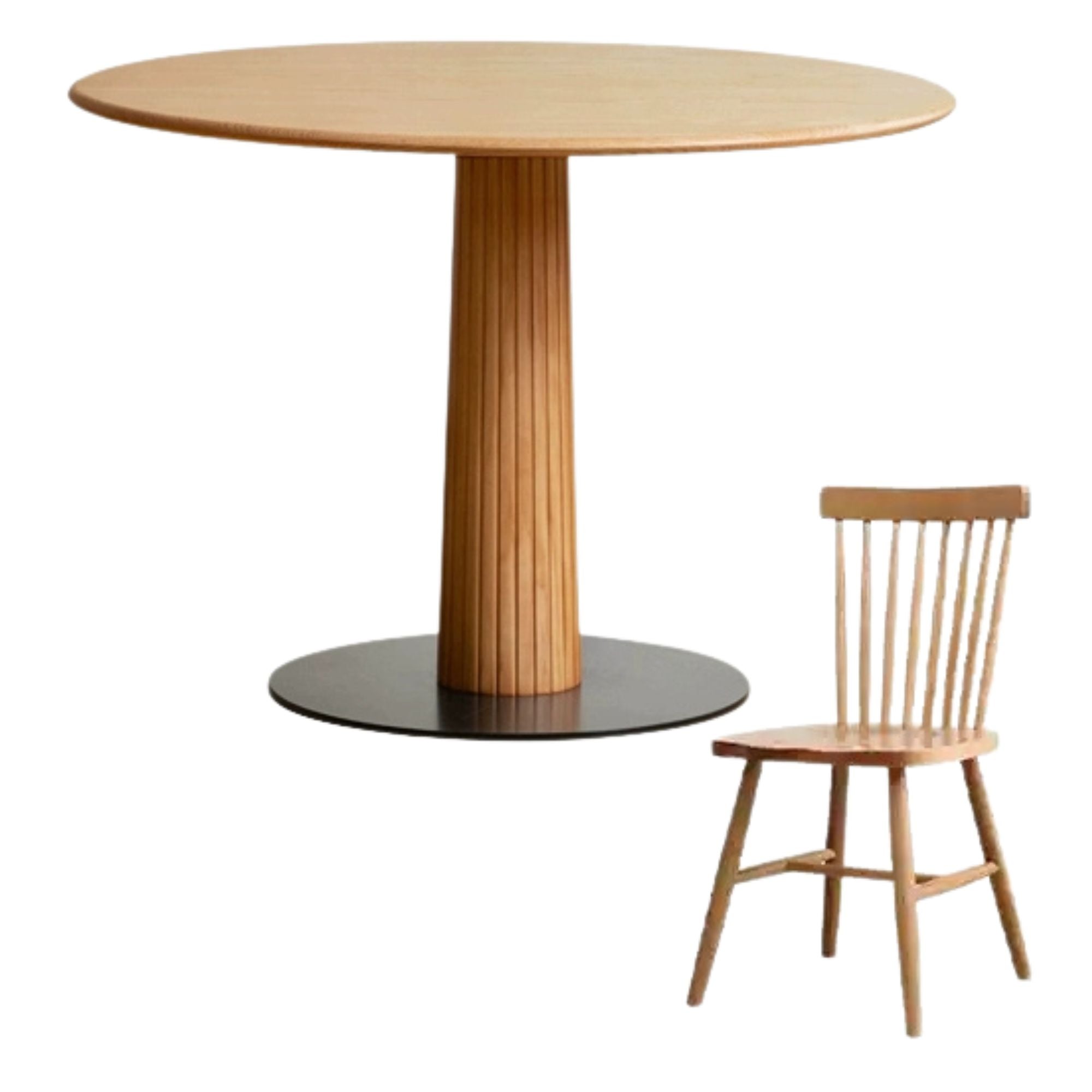 43.3x43.3x29.9 inch / 110x110x76 сm / Natural Wood Color / Dining table+dining chair*4