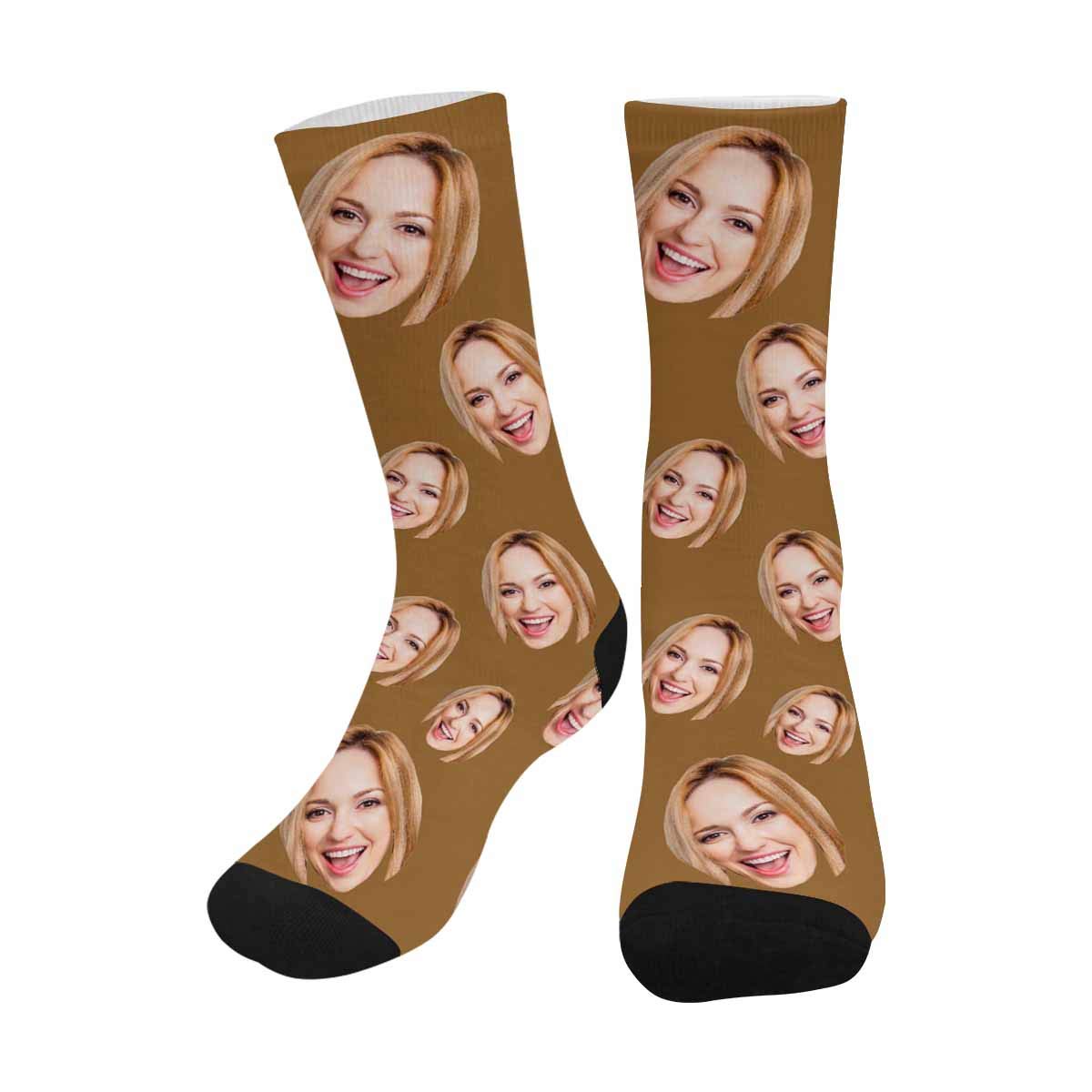 Custom Photo Socks for Women - Personalized Socks with Your Face Picture - Adjustable Face Size Black Socks - Perfect Gift for Birthday, Anniversary & Valentine's Day