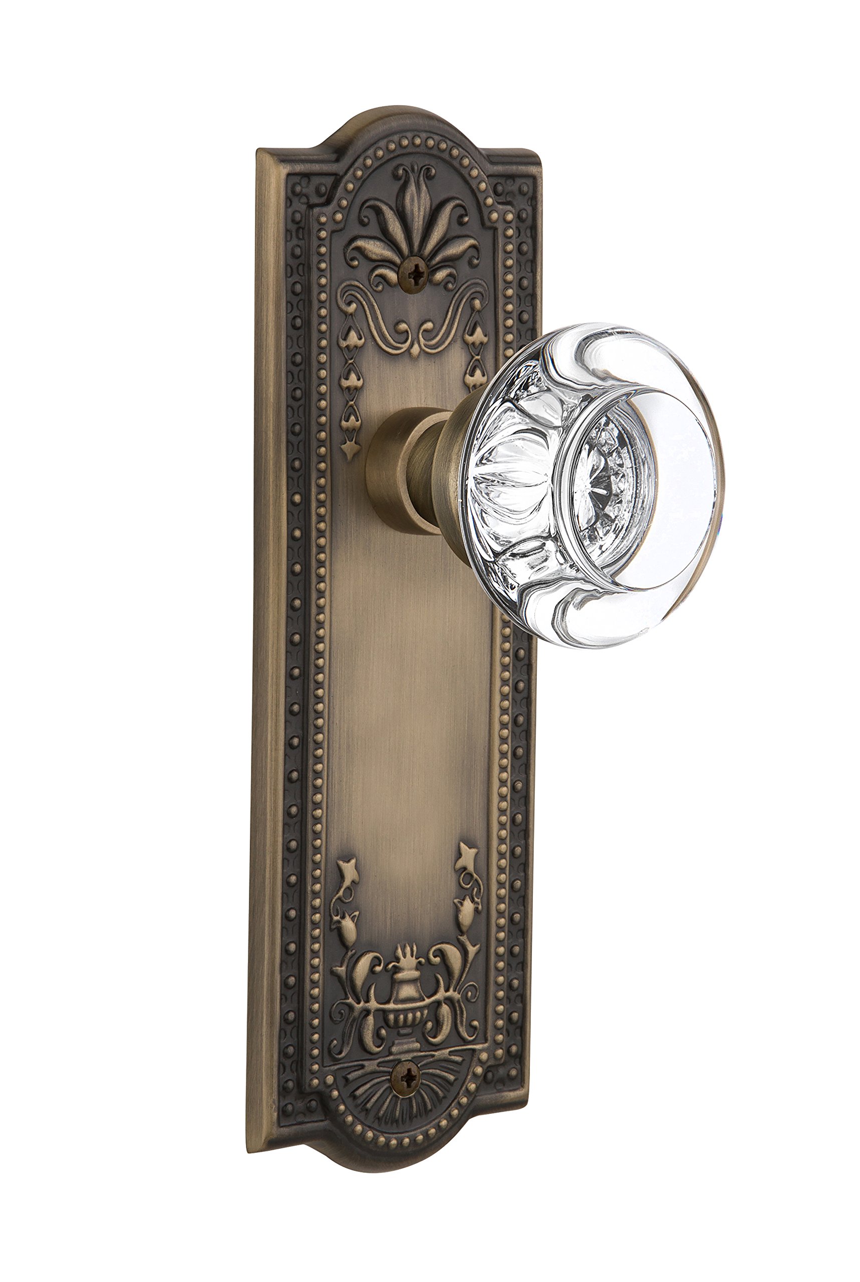 Vintage Antique Brass Door Knob with Clear Crystal Glass - Nostalgic Warehouse 712214, 2.375