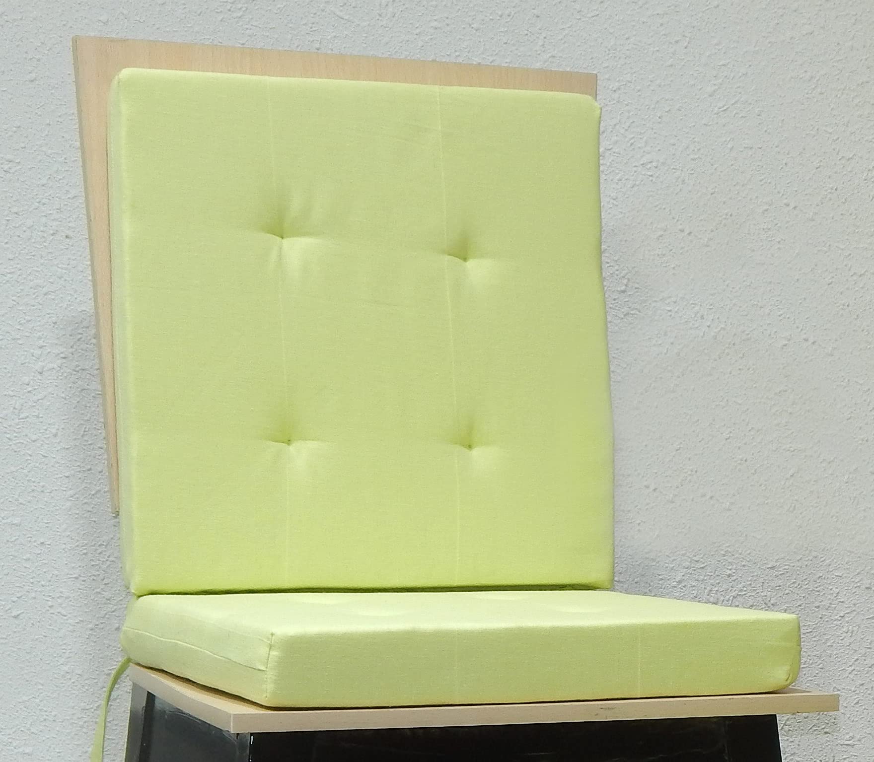 Square Chair Cushion Set of 2 - 40x40+5cm Thick Poly Fiber Filled Cotton Seat Pad - for Dining Chairs, Office Chairs, Car Seats & Stools - Lemon Green - Home & Office Comfort Upgrade