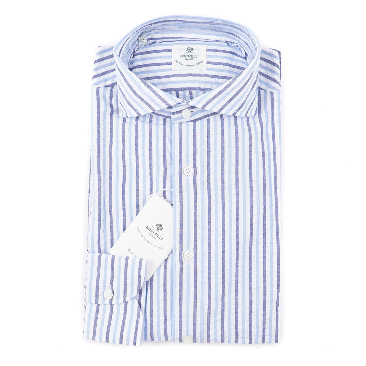 Luigi Borrelli Men's Slim Fit Lightweight Cotton Dress Shirt - Perfect for Business Casual & Office Wear