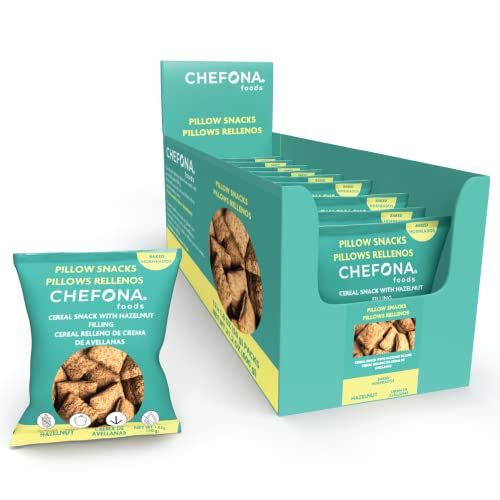 Chefona Foods Gluten Free Hazelnut Cereal Snacks - Cholesterol Free, Trans Fat Free, Low Sodium, Rice & Corn Flour Pillow Snacks (Pack of 12) | Healthy Breakfast, Office Snacks, Kids Lunchbox Treats