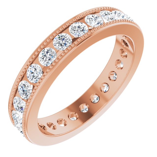 1.50 Carat Round Diamond Eternity Wedding Band with Milgrain Detailing - Perfect for Anniversary Gifts & Bridal Jewelry
