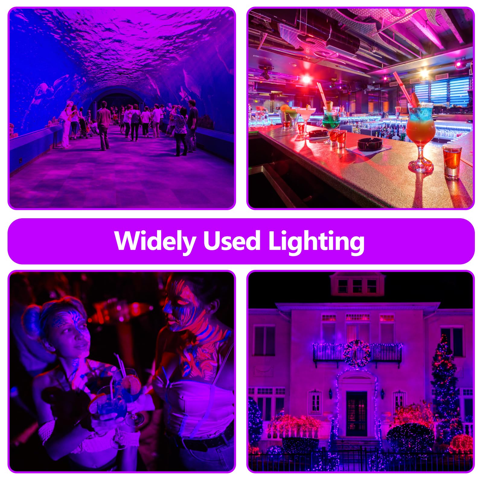 38W LED Black Light Bar - 2 Pack UV Blacklight for Glow Party, Halloween, Game Room & Body Paint - 120° Wide Beam Angle with Switch & Plug - Perfect for Nightclubs, Bedroom Decor & Neon Themed Events