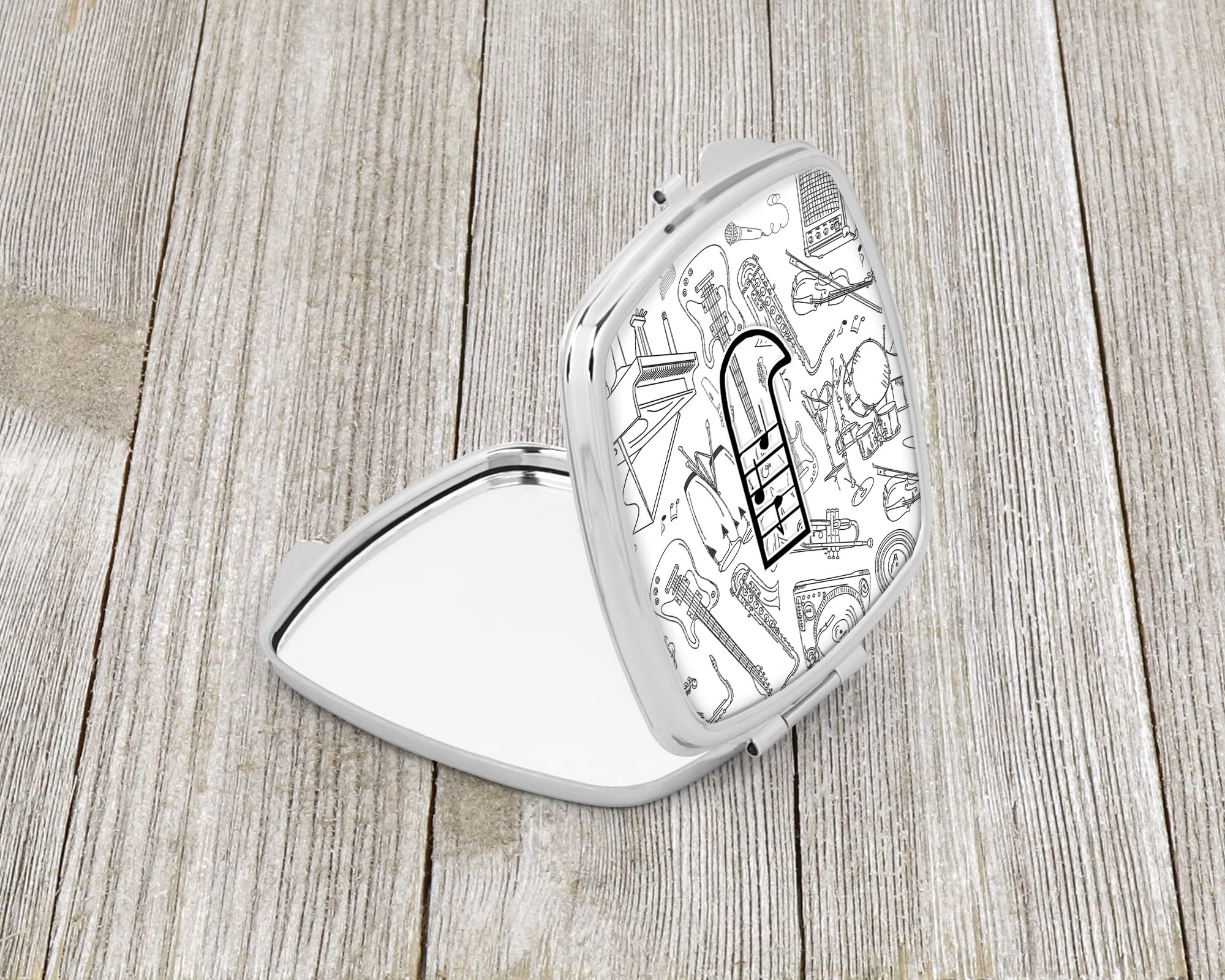 Letter J Musical Note Compact Mirror - Decorative Travel Makeup Mirror for Women & Girls | Folding Handheld Pocket Mirror | Perfect Gift for Music Lovers, Travel Essentials & Makeup On-The-Go