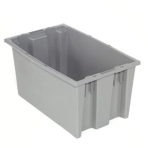 Quantum Stack and Nest Tote Box - 18x11x6 Inches - Set of 6 Gray Storage Bins for Home Organization, Office Supplies, and Warehouse Storage