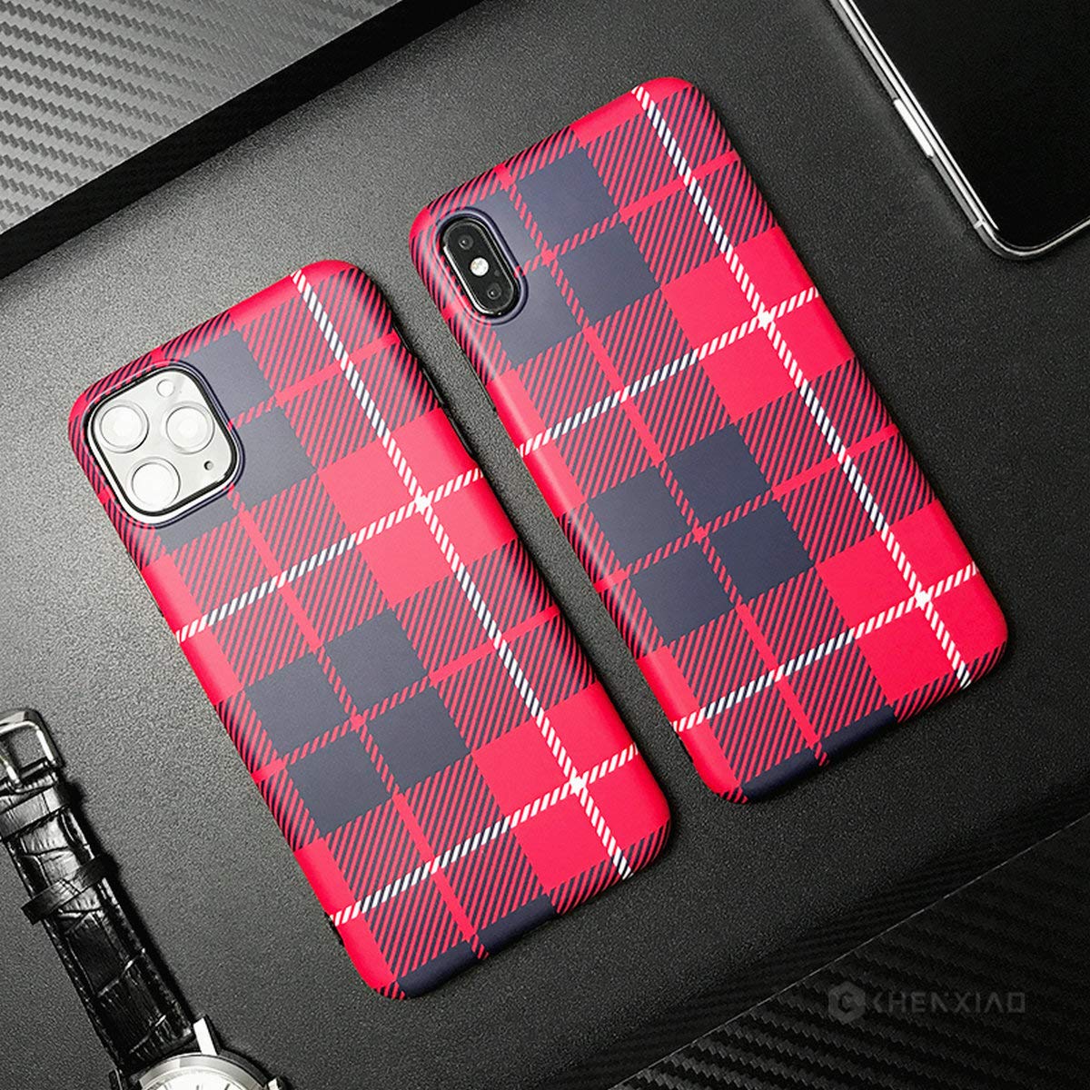 Christmas Tartan iPhone 11 Pro Max Case - Red Plaid Soft TPU Slim Fit Silicone Cover for Women (6.5 inch) | Perfect Winter Protection & Holiday Gift for iPhone 11 Pro Max Users