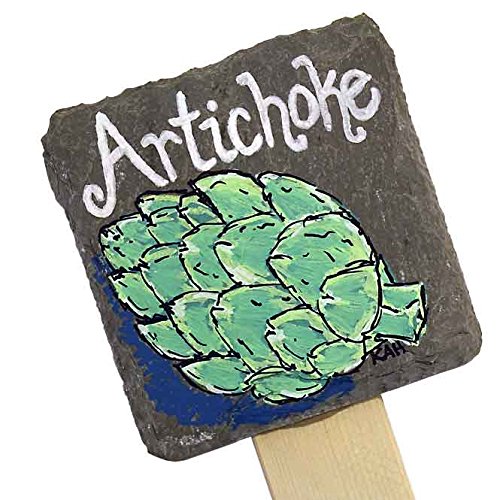 Hand-Painted Slate Garden Stake with Chalk Art Artichoke - Unique Outdoor Decor for Gardens, Patios, and Yards - Perfect for Adding Rustic Charm to Your Landscape
