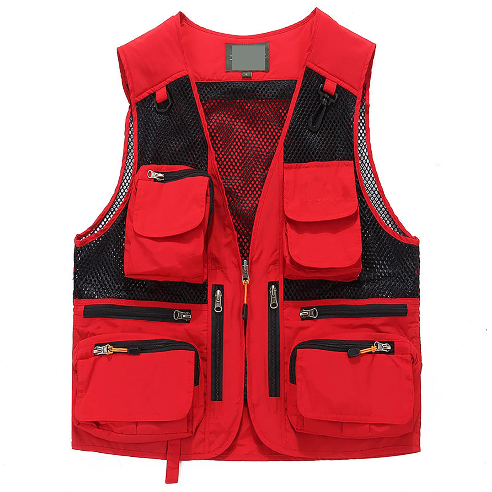 Breathable Mesh Fishing Vest with Large Pockets for Fly Fishing, Camping & Outdoor Activities - Lightweight Photographer's Vest for Men & Women (Red, Summer Wear)