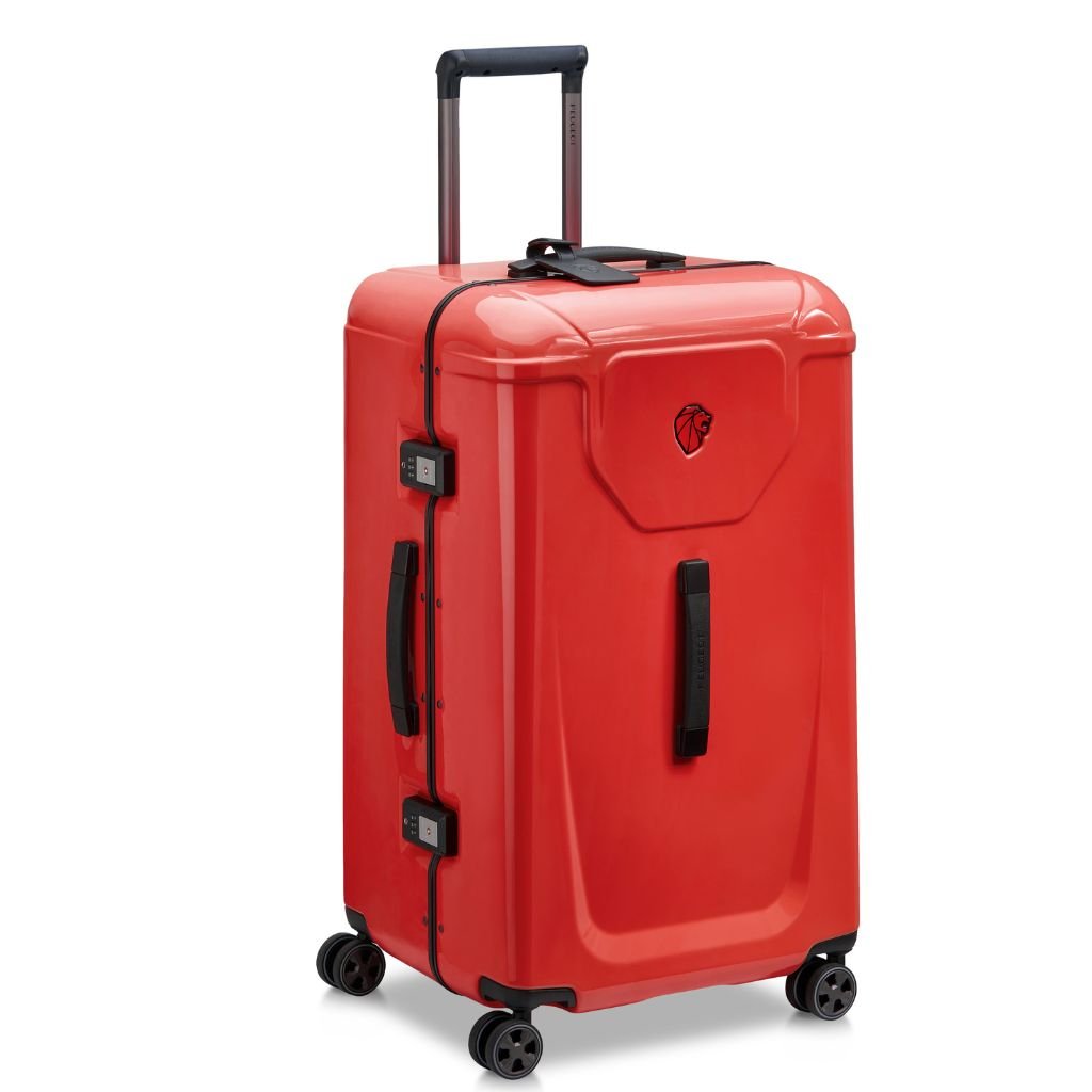 Peugeot Voyages 73cm Zipperless Trunk Luggage - Durable Hardshell Suitcase with Spinner Wheels, Red - Perfect for Air Travel & Business Trips