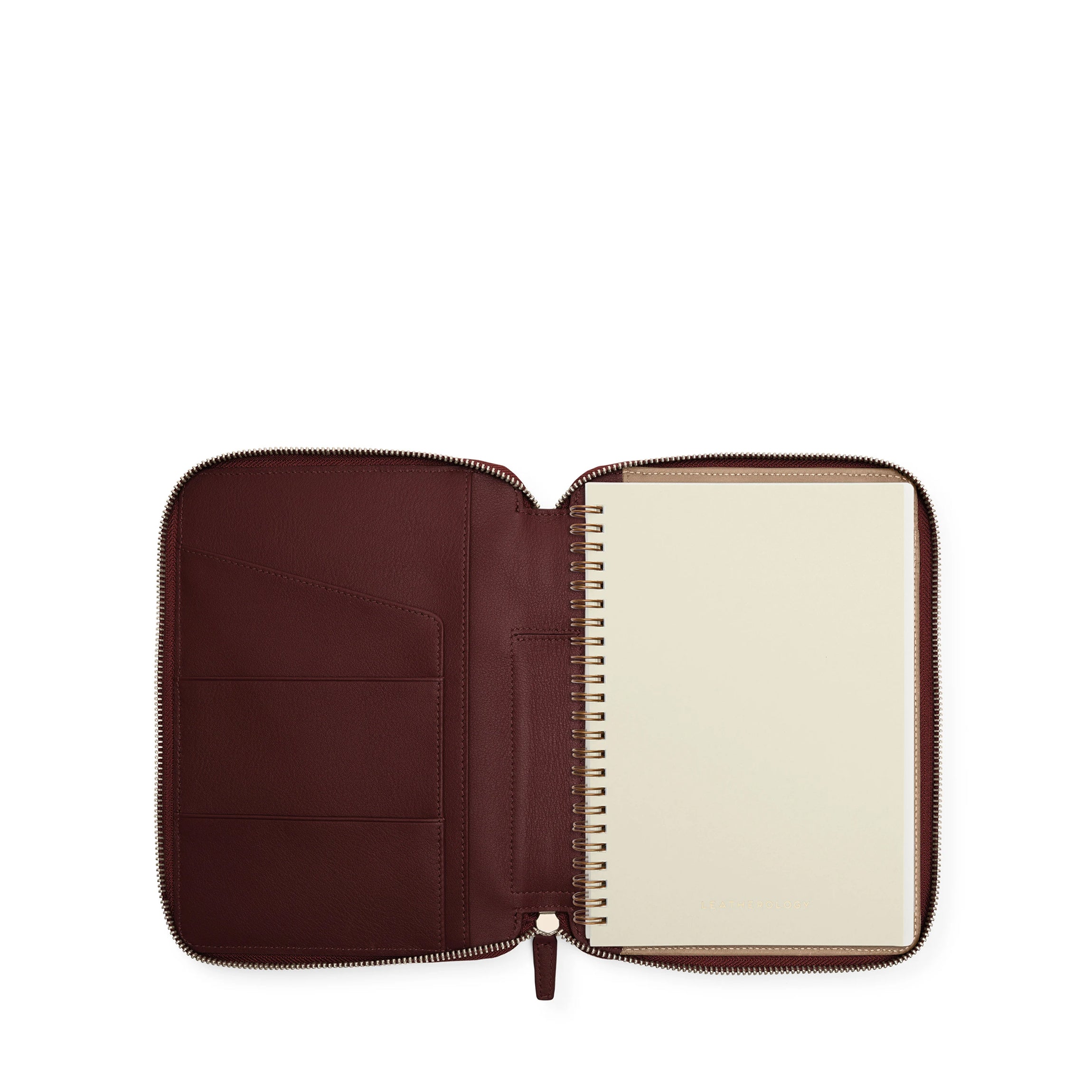 Premium A5 Zippered Spiral Notebook - Bordeaux Red Leather Cover, 120 Sheets College Ruled Paper for Journaling, Note Taking & Gift Giving - Perfect for Students, Office & Travel Use