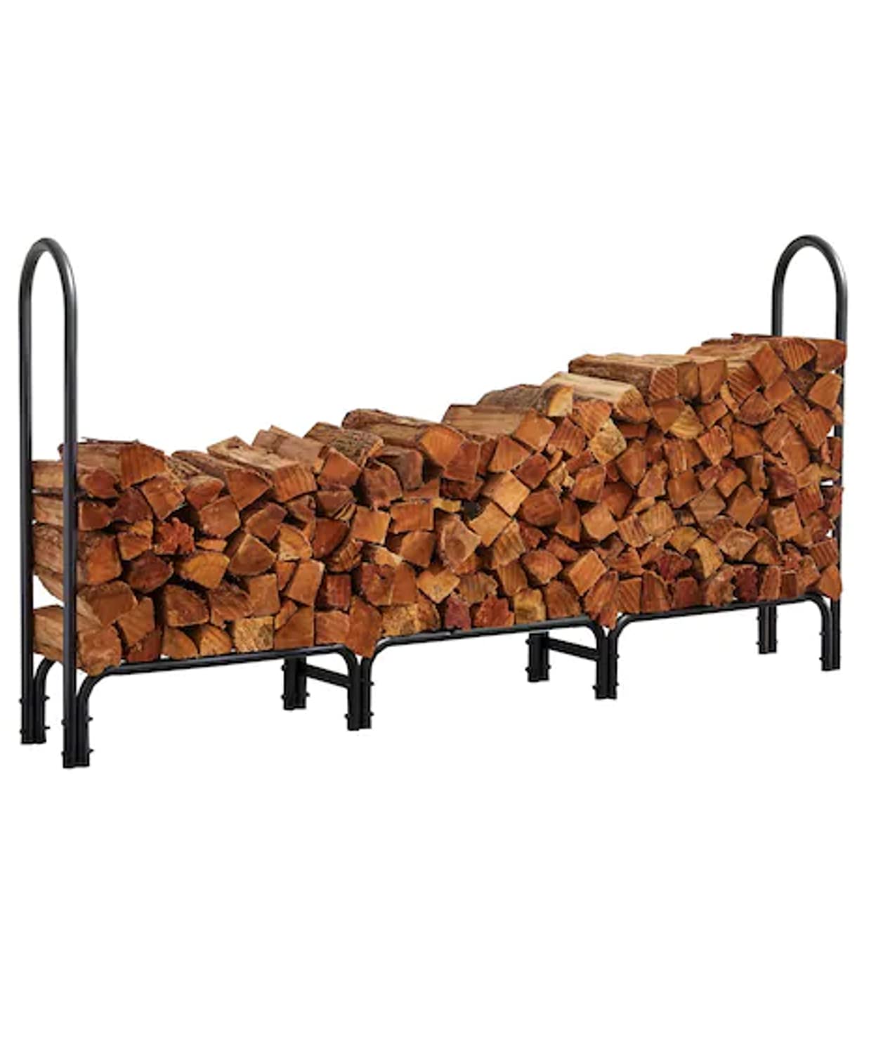 Black Powder Coated Steel Log Rack - Heavy Duty Firewood Holder for Indoor & Outdoor Use - Perfect for Fireplace, Patio, and Camping Storage