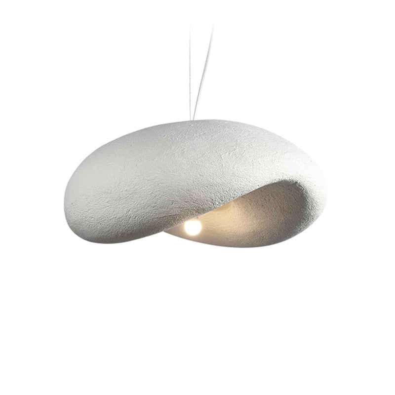 Nordic Boho Pendant Lamp - Cream White Hanging Light Fixture for Living Room, Bedroom & Dining Room Decor