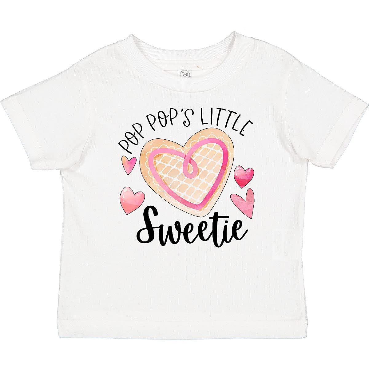 Inktastic Pop Pop's Little Sweetie Pink Heart Cookie Baby T-Shirt - Cute Infant Outfit for Grandparents Day, Family Photos & Special Occasions