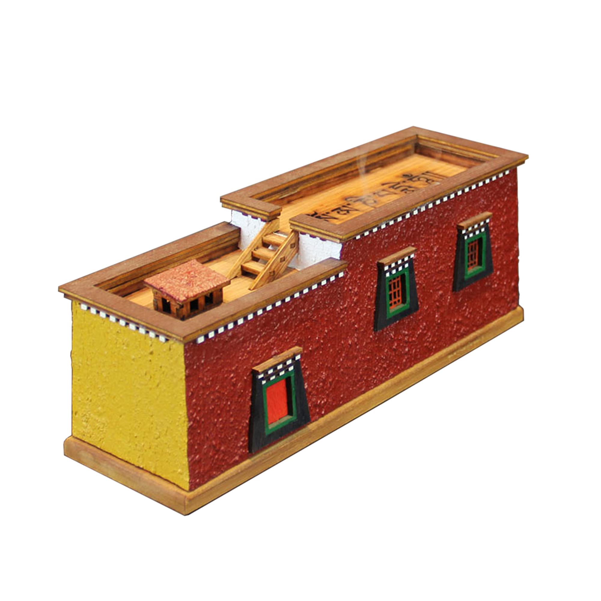 Handmade Tibetan Wooden Coffin Incense Burner Holder with Storage - Potala Palace Style Ethnic Home Decor for Meditation, Yoga & Spiritual Relaxation