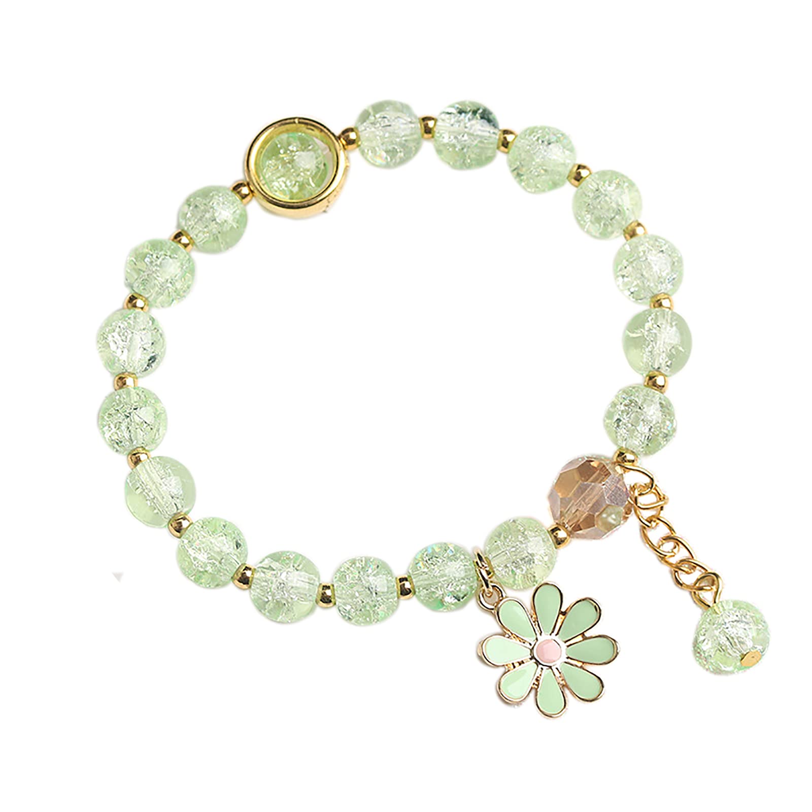 5-Piece Colorful Flower Charm Bracelet Set - Handmade Crystal Beaded Daisy Bracelets for Women & Girls | Boho Jewelry for Summer, Parties & Gifts