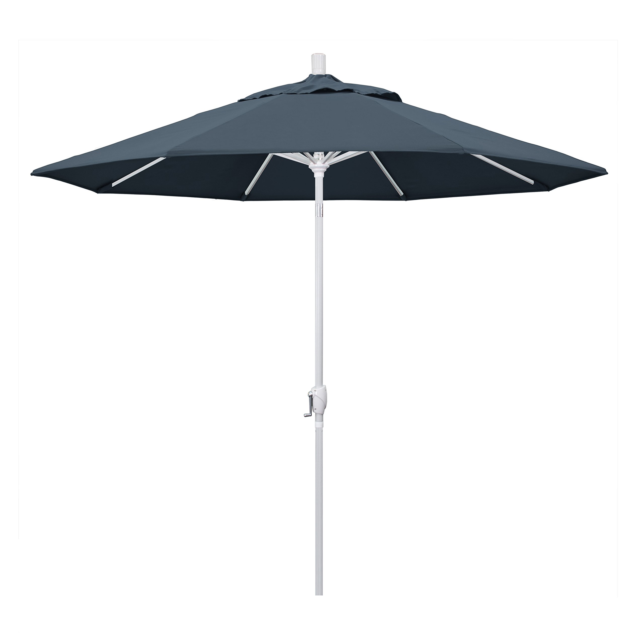 California Umbrella 9-Foot Round Aluminum Patio Umbrella with Crank Lift & Push Button Tilt - White Pole for Outdoor Dining, Poolside Lounging & Backyard Relaxation